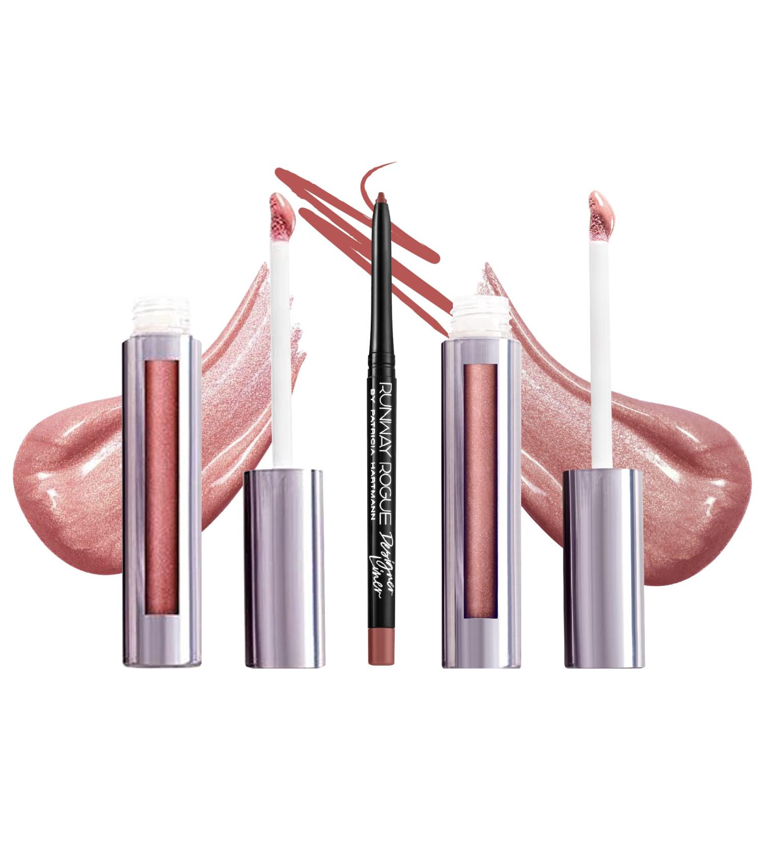 Runway Rogue LuxGloss Kit: Strike a Pose, Fashion Week + Work it Babe - Moisturizing Lip Gloss Tubes & Lip Liner Pencil - 3 Fl Oz - Buy Online on GoSupps.com