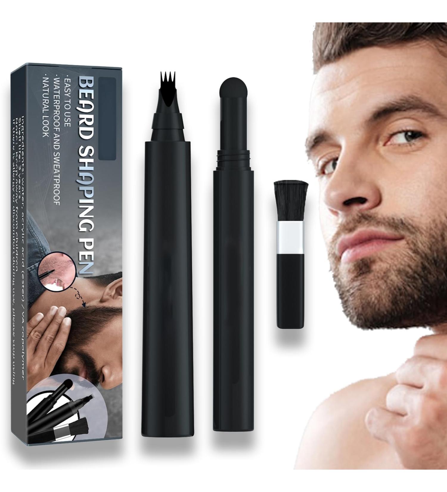 Black Beard Pencil Filler for Men - Waterproof & Sweatproof Beard Pen Kit - Define, Shape, and Enhance Beard Styling - Long-lasting Coverage and Thickener - Buy Online on GoSupps.com