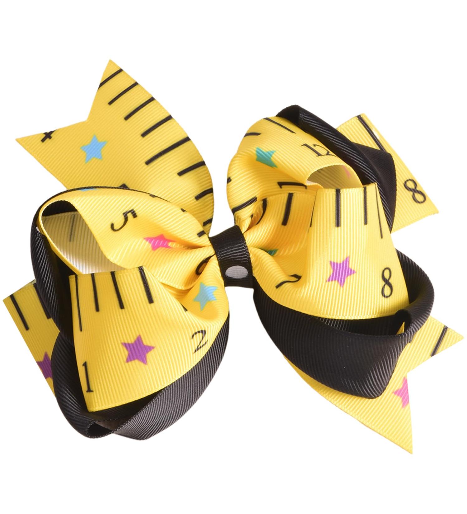 Back to School Bow Hair Clip Yellow Ruler Hair Bow Clips for Girls Cute Student Teacher Outfit Alligator Clips Hair Accessories for Little Girls Toddlers Kids and Teens - Buy Online on GoSupps.com