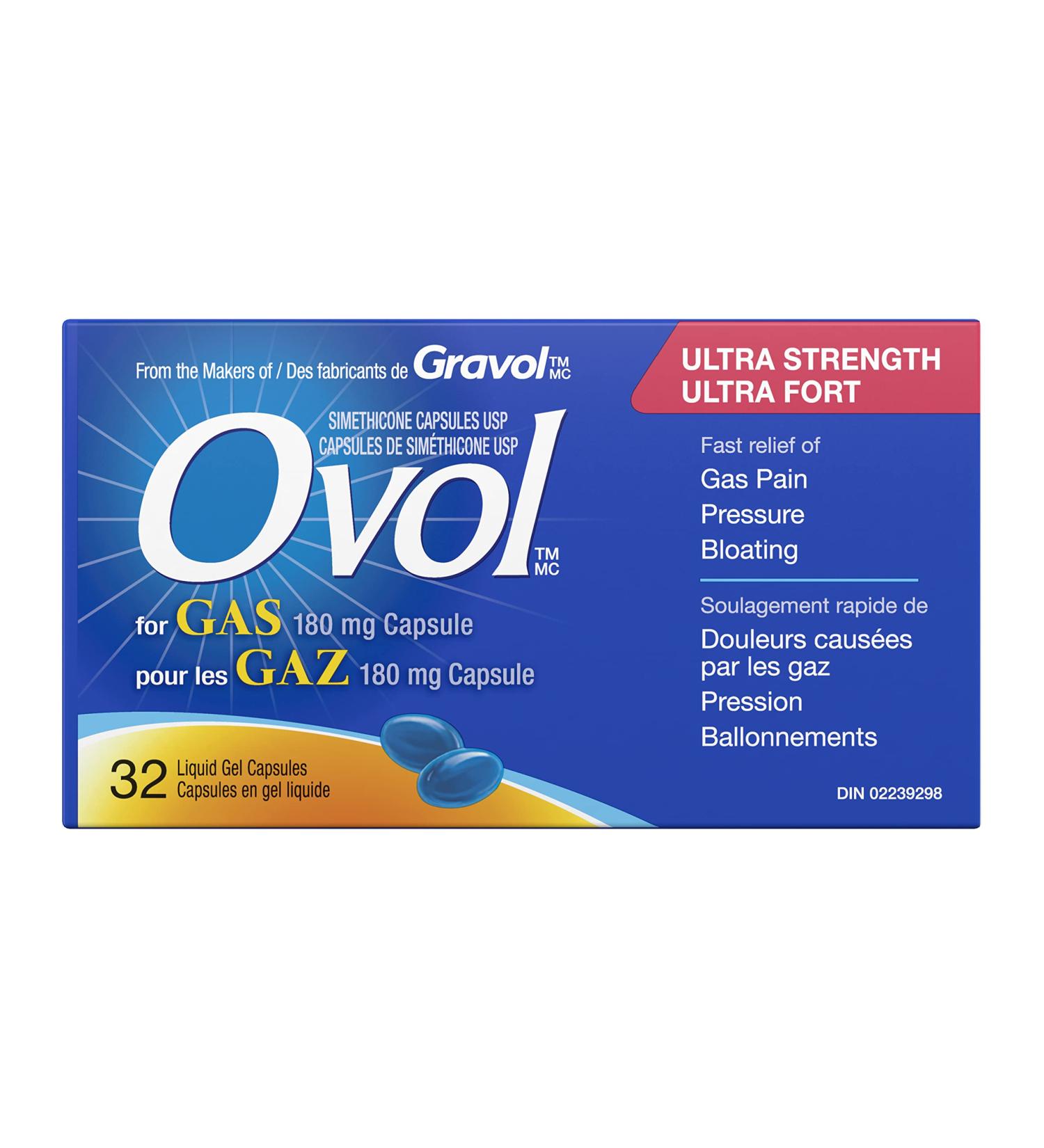 Ovol Ultra Strength Softgels Capsule For Gas Relief for Gas Pain Pressure Bloating 180mg - Buy Online on GoSupps.com
