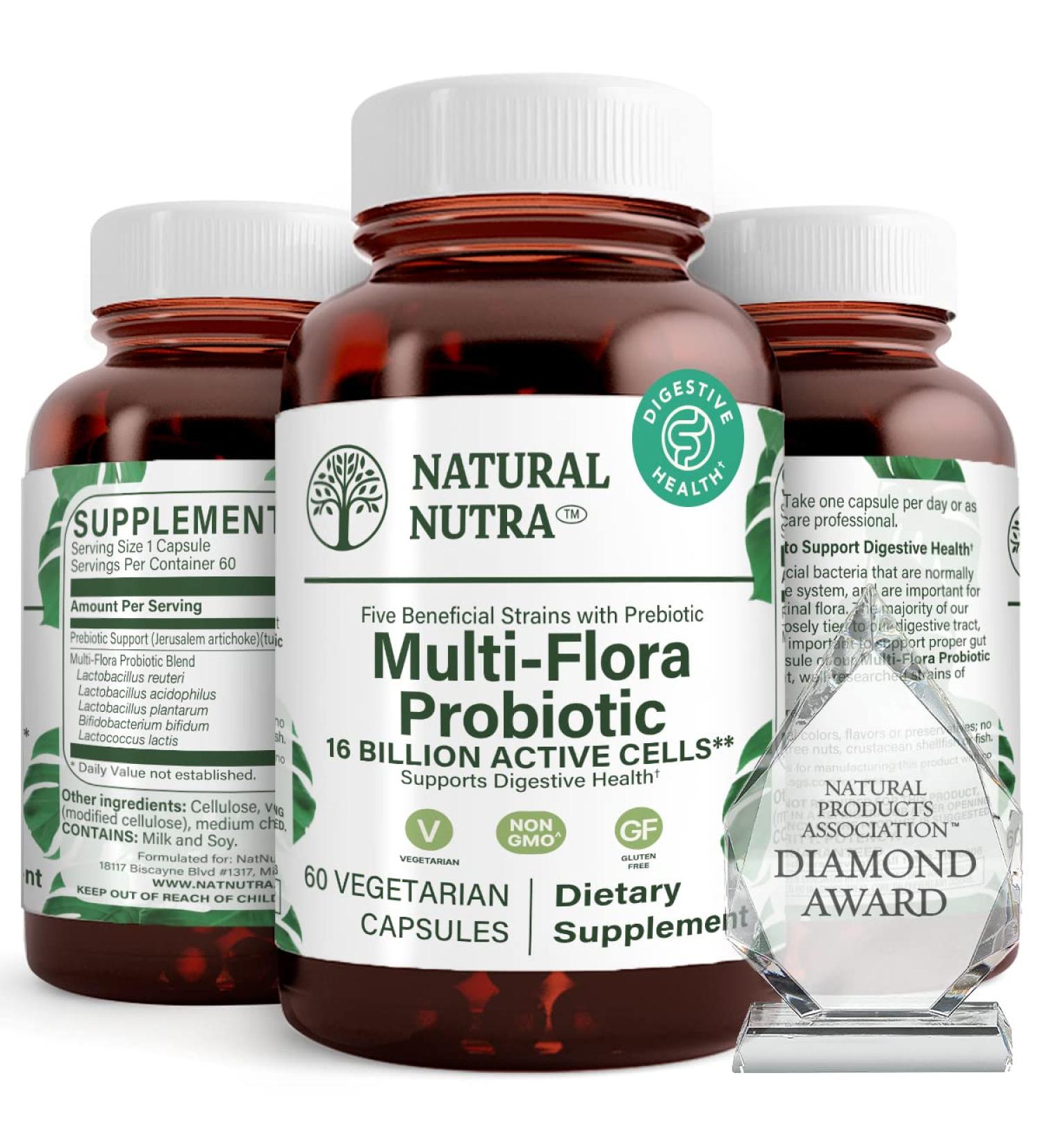 Natural Nutra Ultimate Flora Probiotic for Women and Men Helps Improves Digestion Contributes to Overall Health Promotes Immune System Multi-Strain with Lactobacillus Acidophilus 60 Capsules 60 Count (Pack of 1) - Buy Online on GoSupps.com