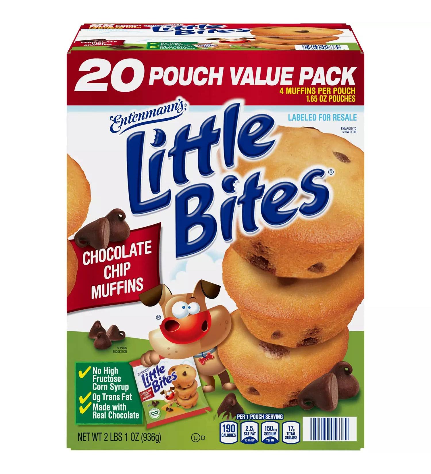 Entenmann's Little Bites Chocolate Chip Muffins - No High Fructose Corn Syrup - Moist and Delicious Snack - 20 Pack - 1 Box - Buy Online on GoSupps.com