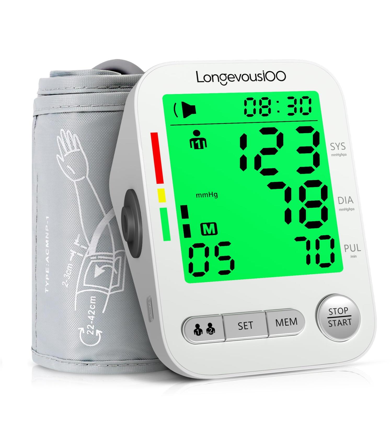 Buy Blood Pressure Monitor for Home Use - Rechargeable BP Machine with Large Adjustable Arm Cuff & Dual User Modes - Buy Online on GoSupps.com