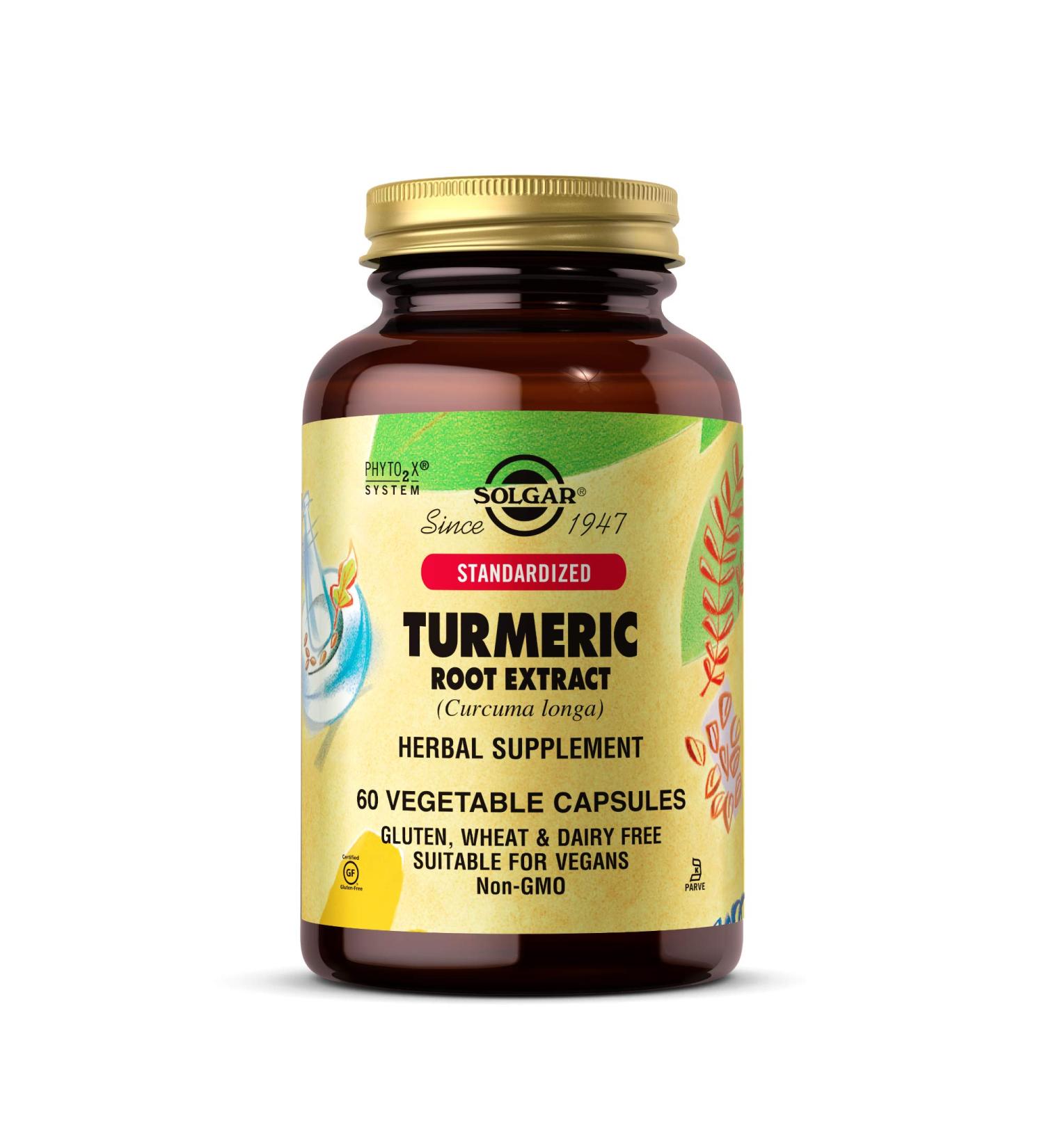 Solgar Turmeric Root Extract - 60 Vegetarian Capsules for Joint Health & Inflammation - Buy Online on GoSupps.com
