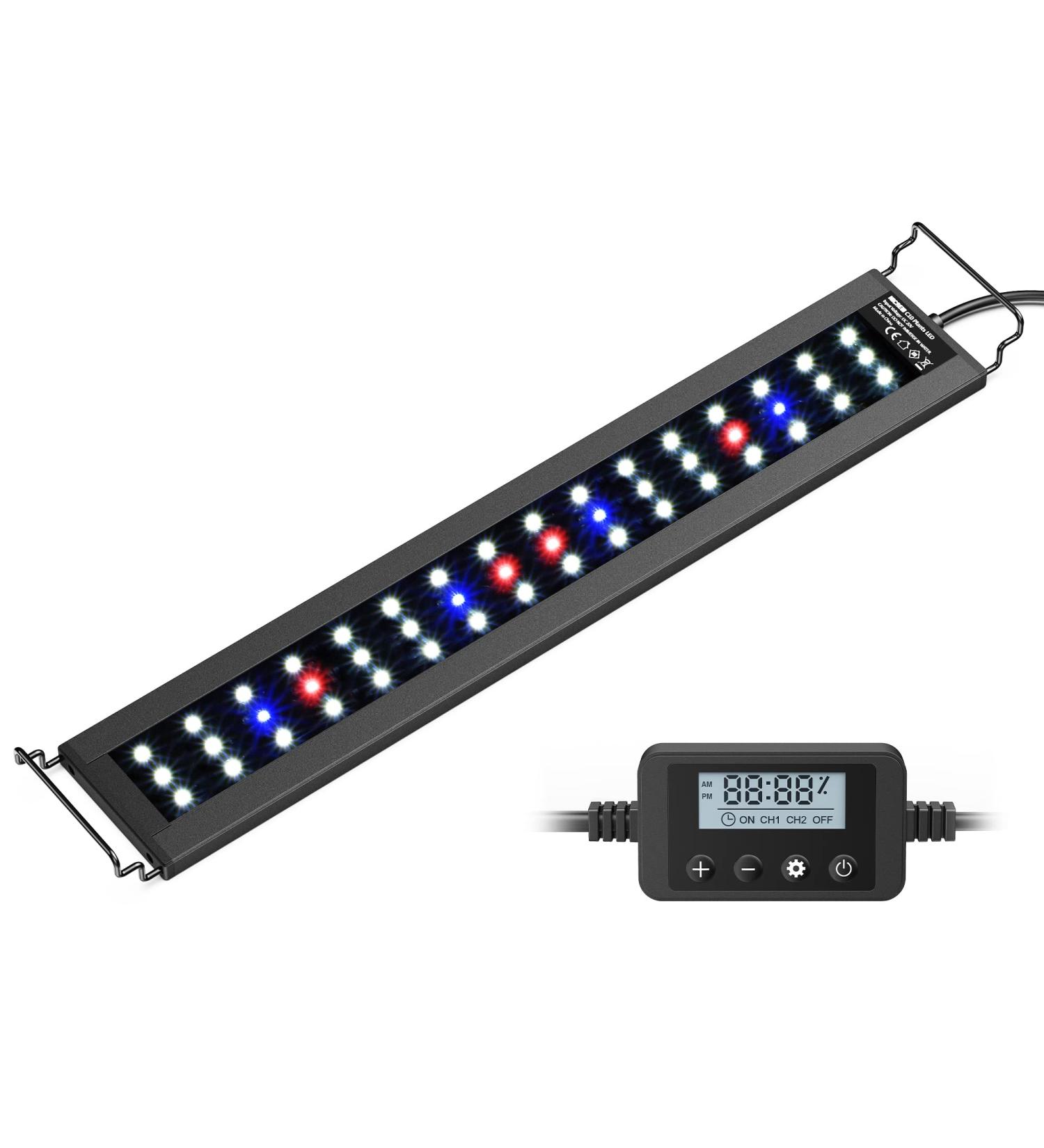 NICREW C10 LED Aquarium Light - Full Spectrum Freshwater Fish Tank Light with LCD Timer, 18-24 in, 13 Watts - Buy Online on GoSupps.com