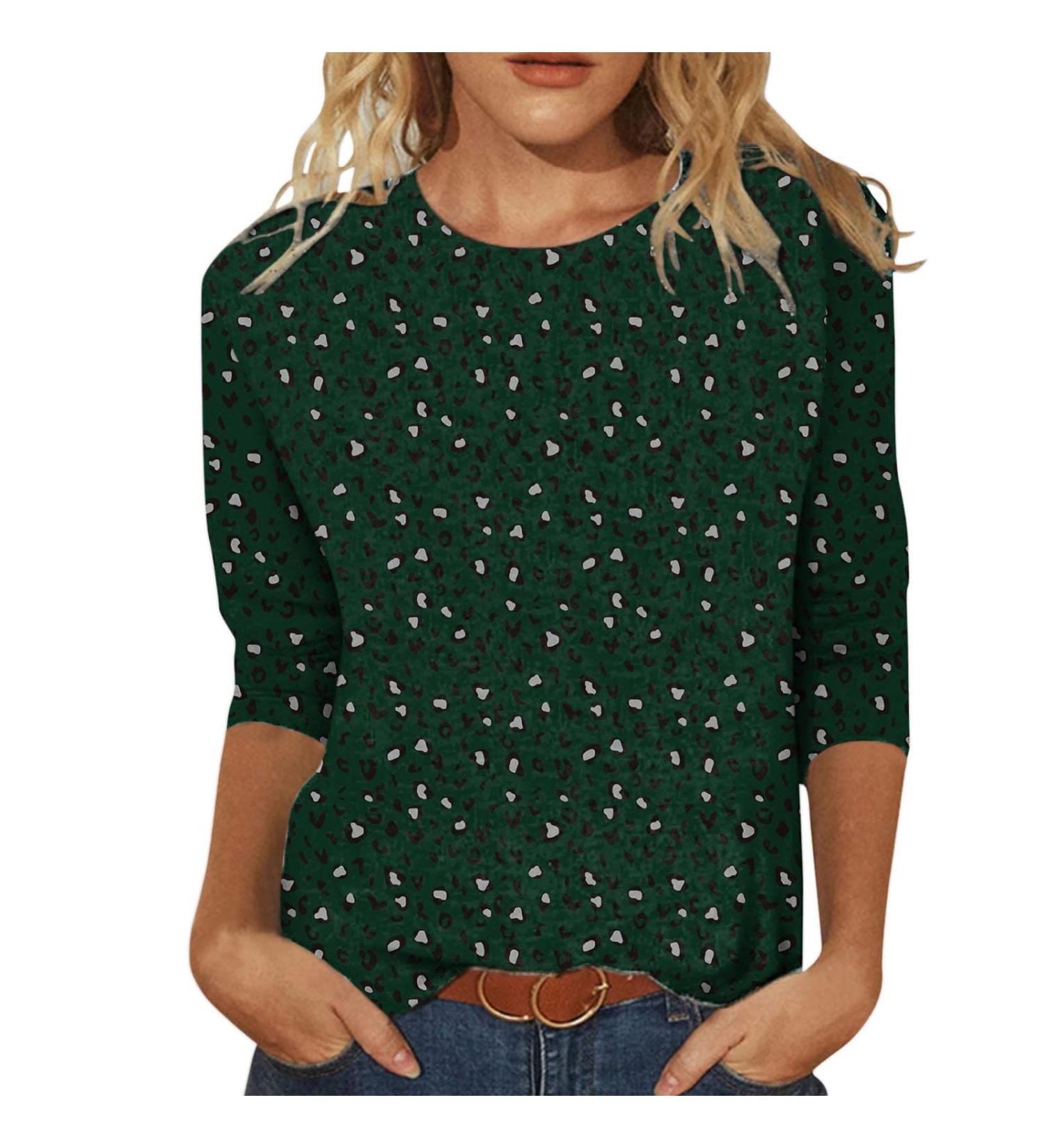 Women's T-Shirt Summer Blouse Shirt Women's T-Shirt O-Neck Elegant Clothing Women Summer Shirts Loose Basic Tops Casual Cotton Blouse Women's Tops Plain Long Sleeve Shirt Large Shirts Tops Green XL - Buy Online on GoSupps.com