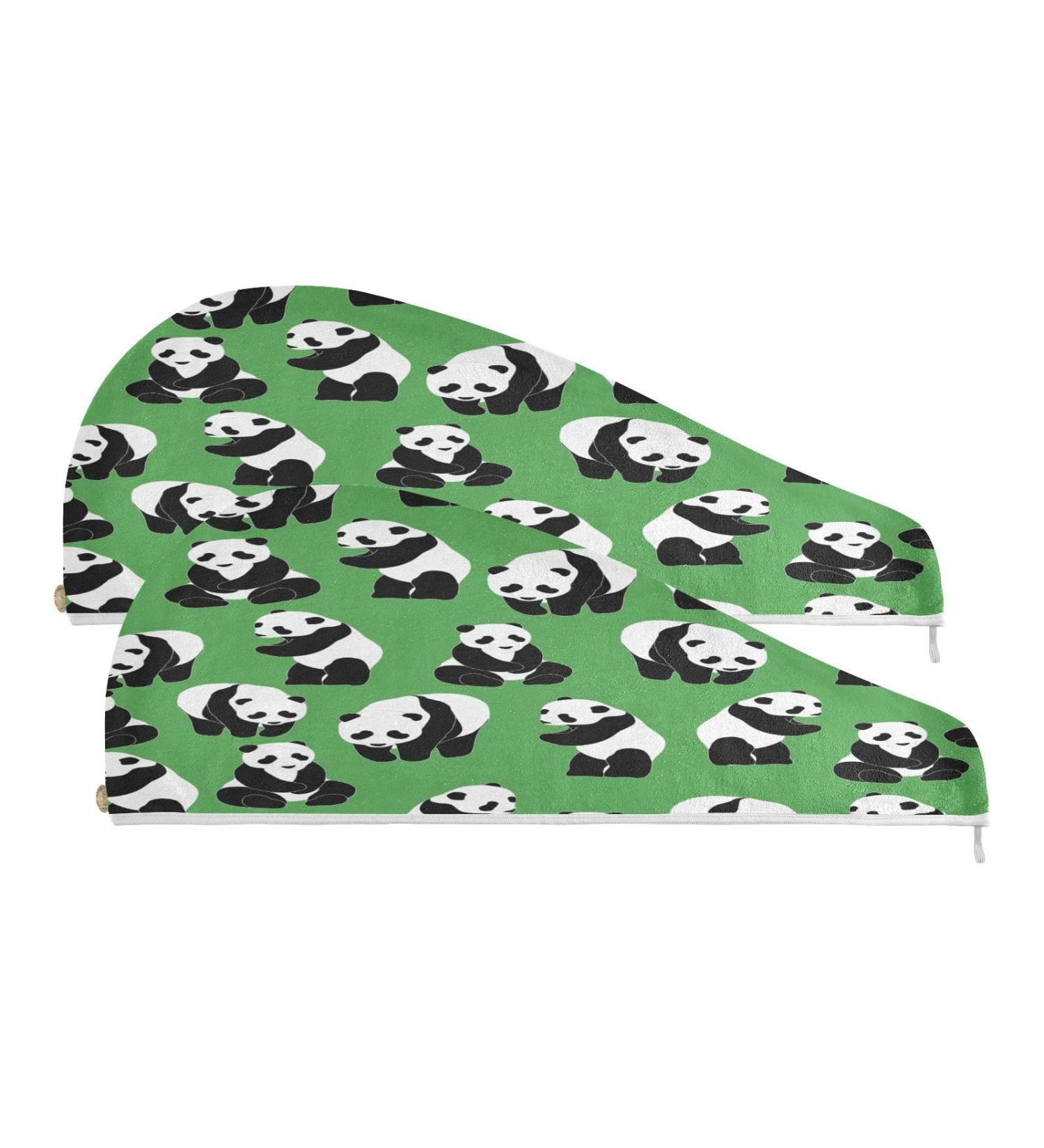 Greenland Panda Dry Hair Cap & Button Headband Set - 2 Piece Quick Drying Towel Super Absorbent & Soft - Buy Online on GoSupps.com