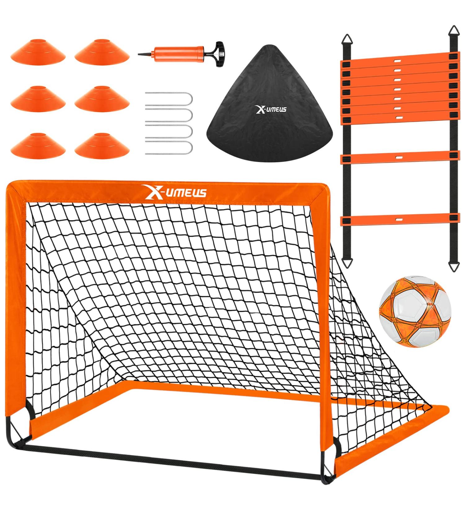 Kids Soccer Goals Set - 4'x3' Pop Up Toddler Goal with Ball, Ladder, and Cones | Portable Nets for Backyard Youth Sports Games - Buy Online on GoSupps.com