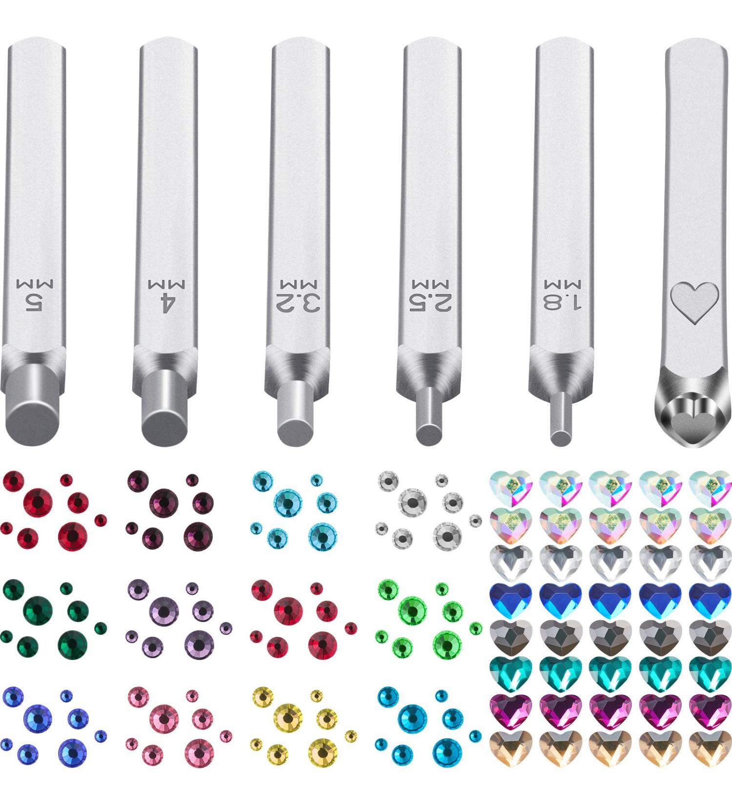 DIY Metal Stamping Kit with 2600 Multi Colored Rhinestones - Jewelry Design Stamps for DIY Crafts - 6 Sizes - Buy Online on GoSupps.com