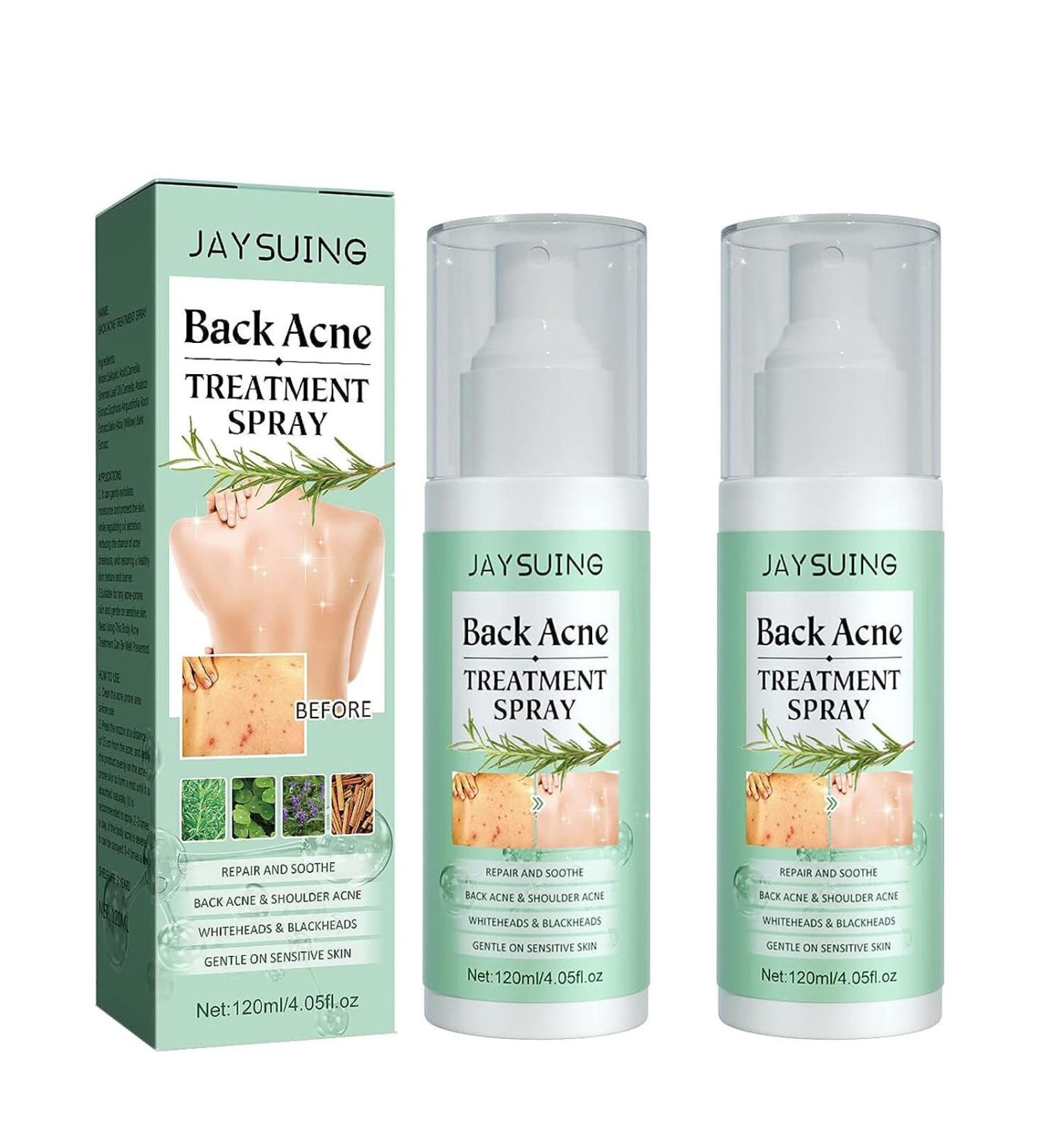 Back Acne Treatment Spray - 2% Salicylic Acid & Herbal Formula - Tea Tree Oil Body Acne Solution - 120ml 2pc - Buy Online on GoSupps.com