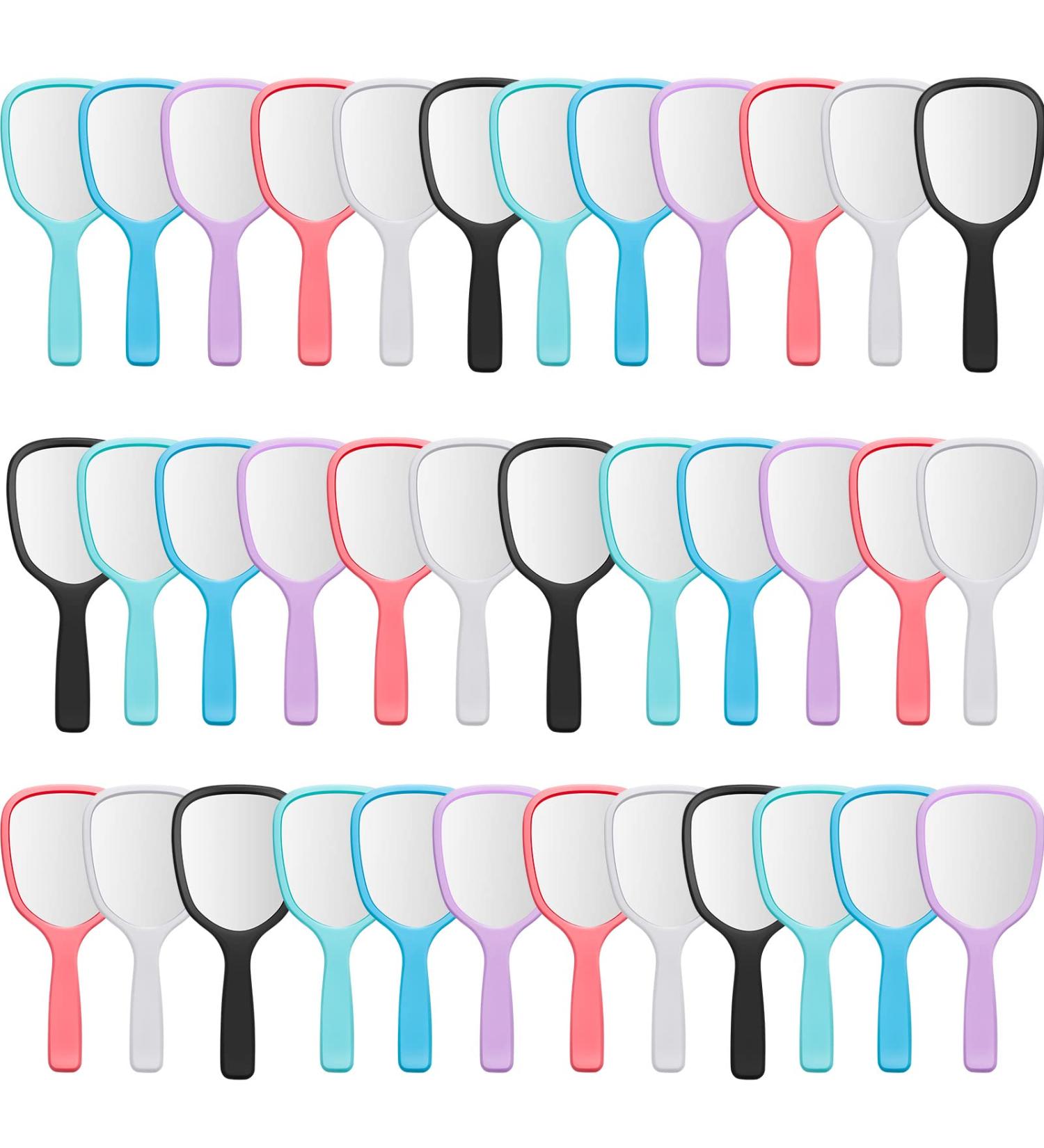 Compact Handheld Mirror with Handle for Makeup, Vanity & Travel - 36 Pieces in 6 Colors - 7.09 x 3.15 Inches - Buy Online on GoSupps.com