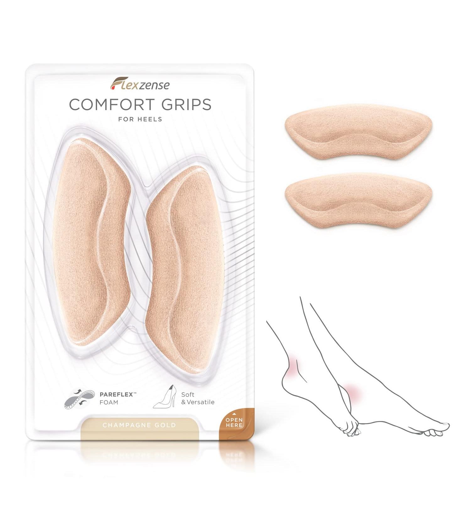 FLEXZENSE Comfort Grips | Blister-Reducing Heel Inserts | 1 Pair Champagne Gold | Shop Now for Comfortable Shoes - Buy Online on GoSupps.com