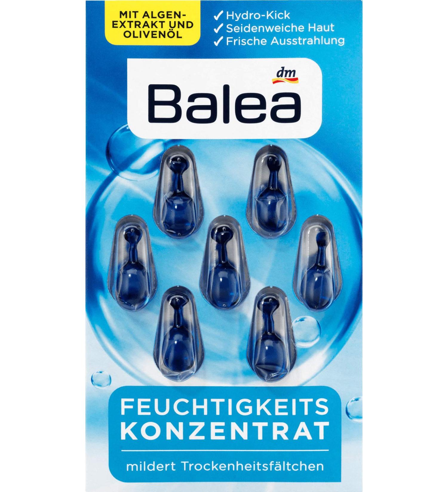 Balea Moisturizing Concentrate - Hydrating Oil Facial Capsules with Seaweed Vitamin E & Olive Oil | 14 Capsules - Shop Now - Buy Online on GoSupps.com