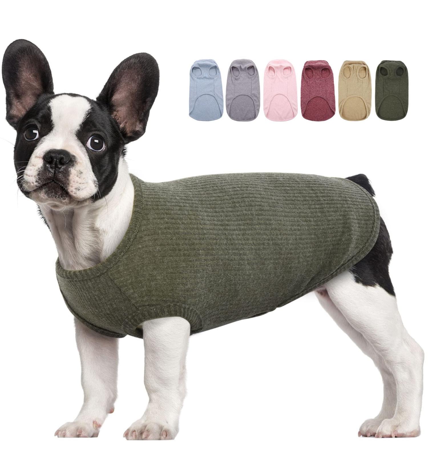Shop Hjumarayan Dog Sweater for Small Dogs - Washable Elastic Striped Shirt for Chihuahua & Yorkshire Terrier (XXS Military Green) - Buy Online on GoSupps.com