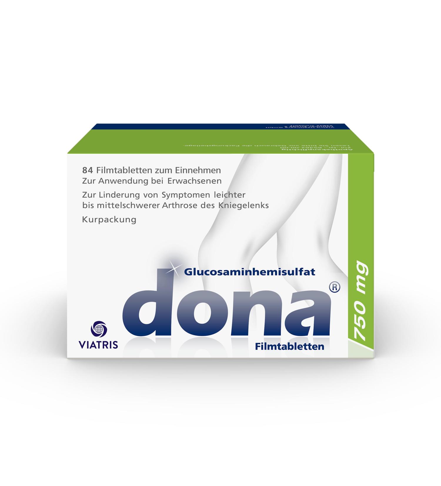 DONA 750 mg - Effective Relief for Knee Arthrosis & Osteoarthritis | High-Dose Glucosamine | 84 Tablets - Shop Now! - Buy Online on GoSupps.com