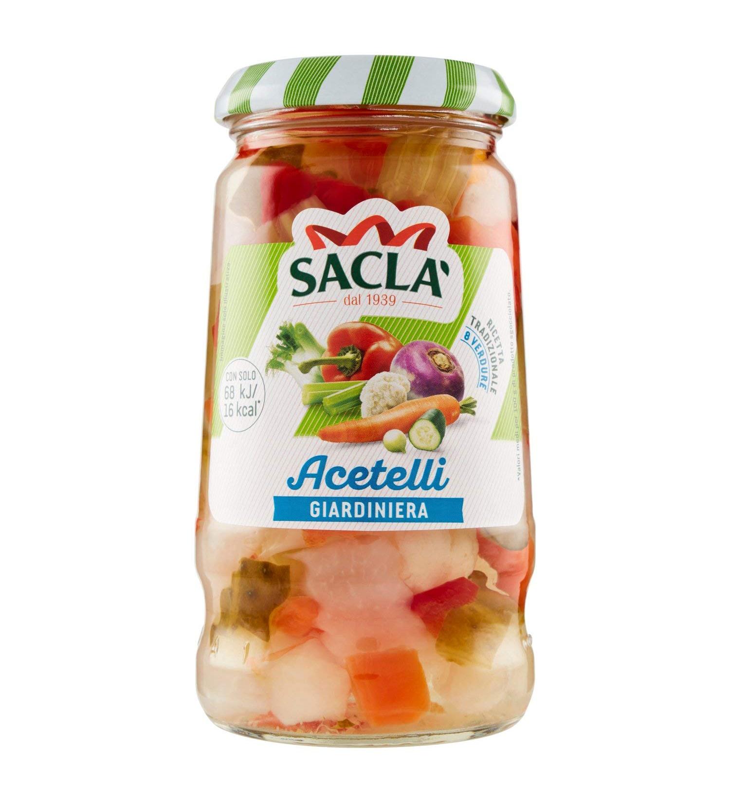  Sacl Set of 12 sacl Acetelli Giardiniera in Wine Vinegar Mixed Vegetables Ideal for Appetizers Appetizers and Salads Glass of 290 g + Gourmet Polpa di Pomodoro Italian Box 400 g - Buy Online on GoSupps.com