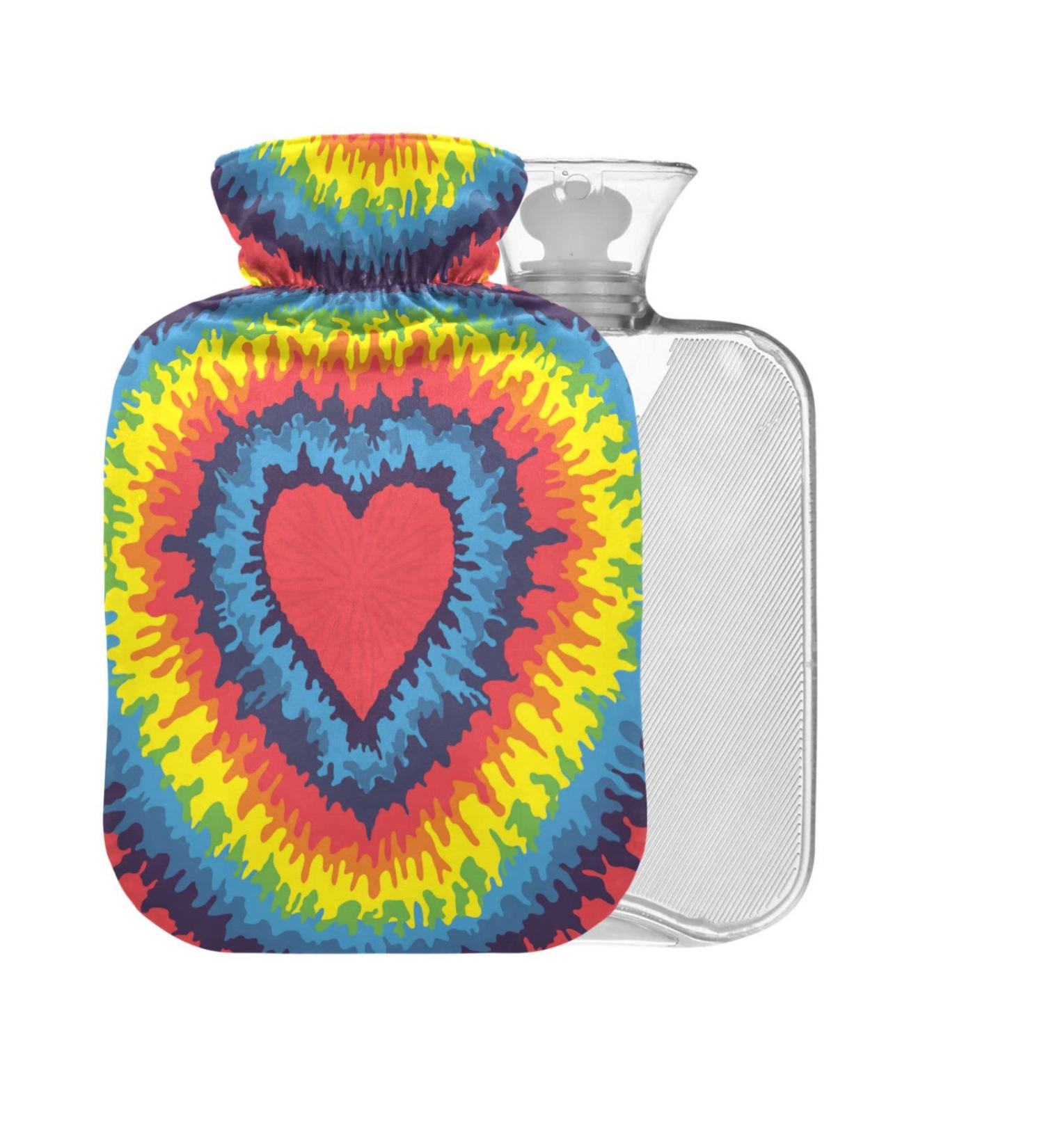Hot Water Bottle with Tie Dye Heart - BAP Free 2L Large Hot Water Bag for Cramps Relief | International Shipping - Buy Online on GoSupps.com
