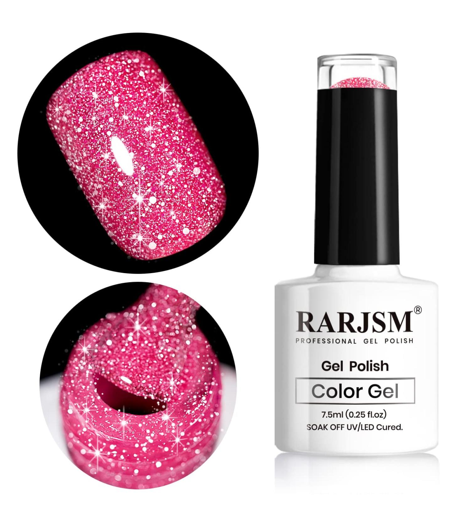 RARJSM Pink Gel Nail Polish - 7.5ml Reflective Glitter Neon Shimmer | Summer Candy Collection - Buy Online on GoSupps.com