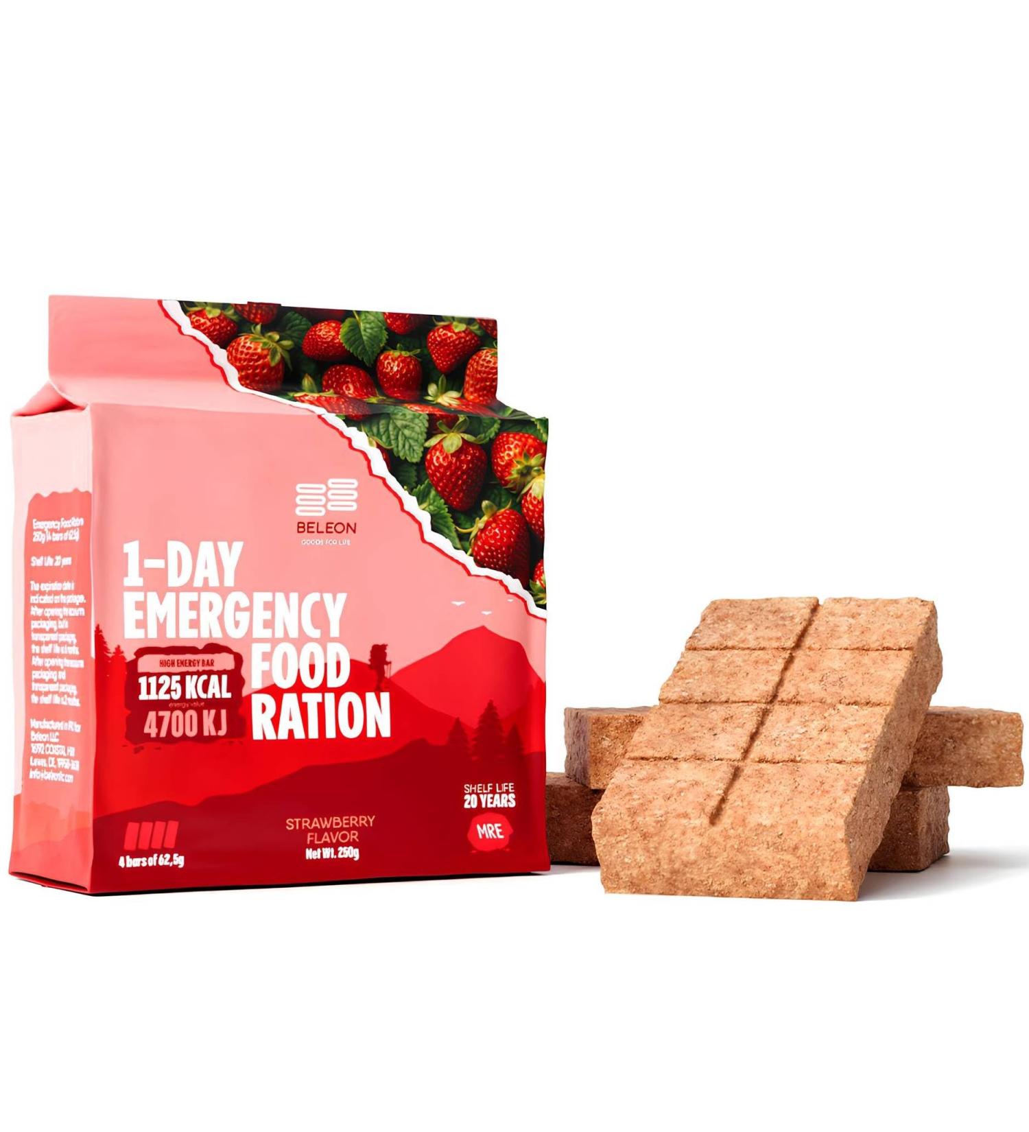 Emergency Food Supply - Strawberry Survival Ration - 20 Years Shelf Life - 1 Day Strawberry 1-Day - Buy Online on GoSupps.com