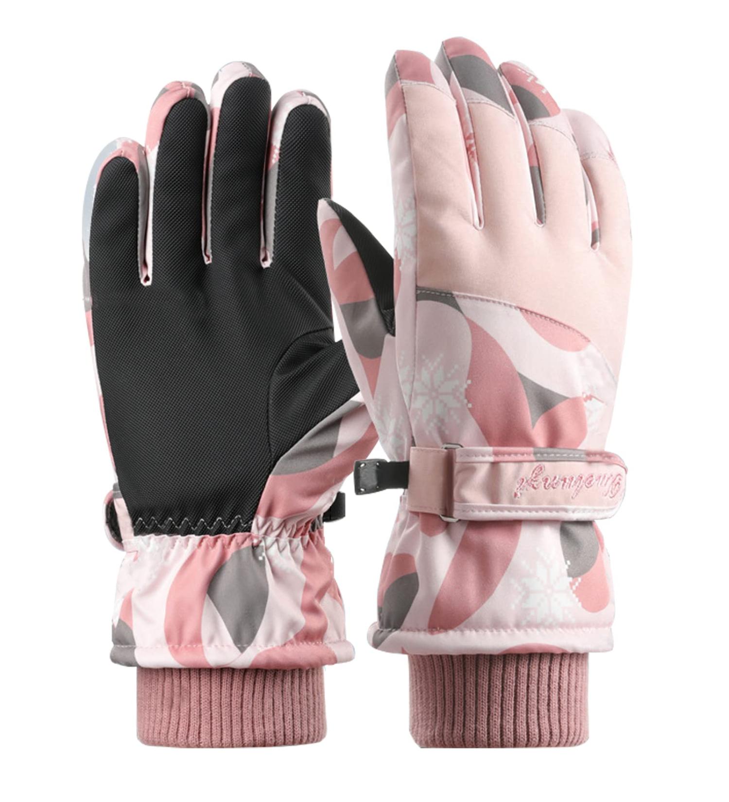 Lecylanker Women's Ski Gloves - Touchscreen Waterproof Snowboard Gloves - Stylish Pink Winter Sports Gloves - Buy Online on GoSupps.com