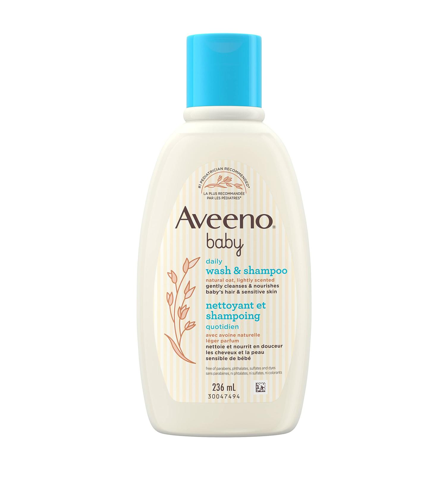 Aveeno Baby Wash & Shampoo with Natural Oat Extract - 236ml | Gentle Cleansing for Sensitive Skin | International Shipping Available - Buy Online on GoSupps.com