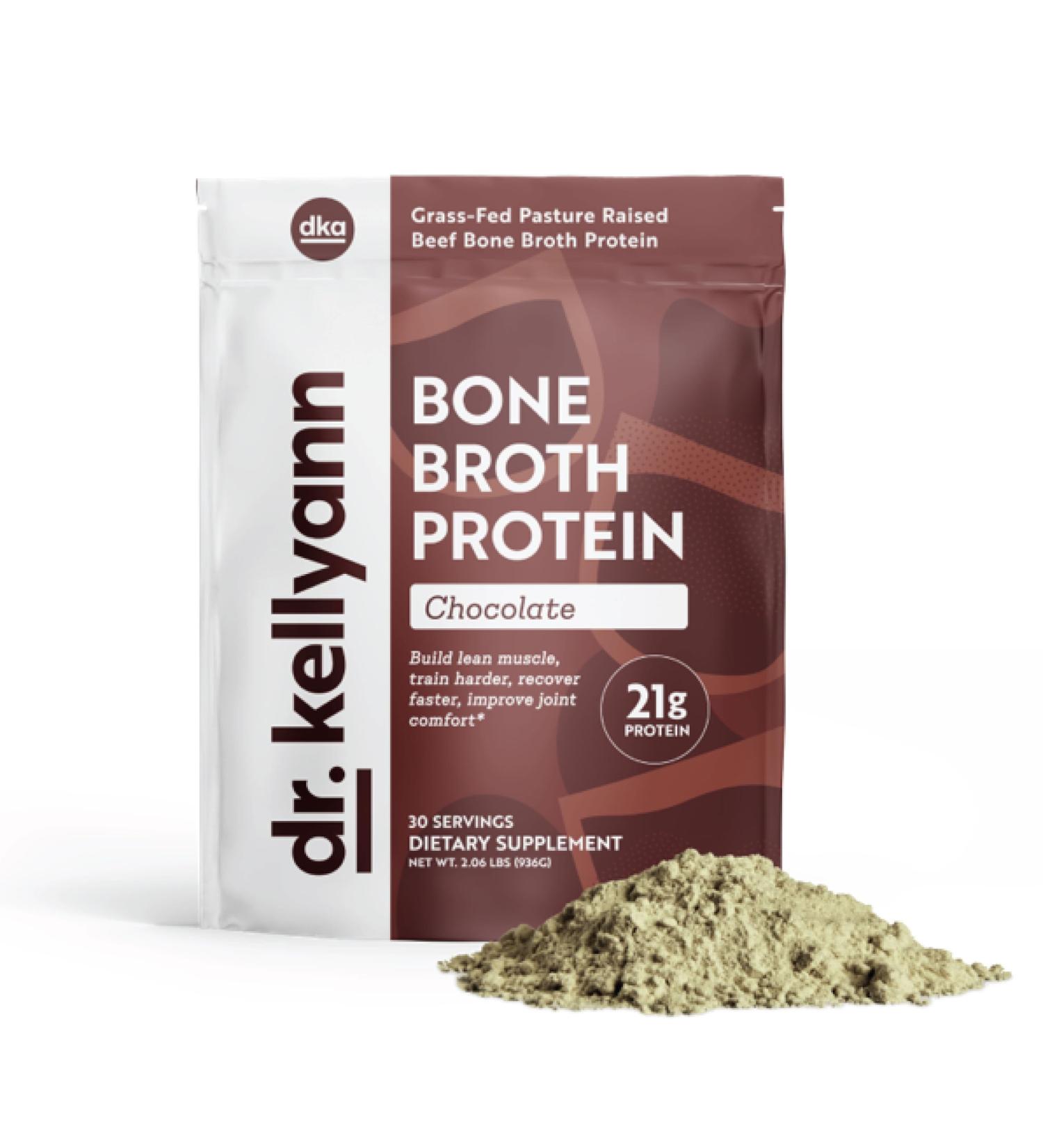 Dr. Kellyann Keto Bone Broth Protein Powder Chocolate - Protein 21g 2g Net Carbs - Grass Fed Hydrolyzed Collagen - Sugar Gluten and Dairy Free Paleo Keto Protein Shakes (30 Servings) - Buy Online on GoSupps.com