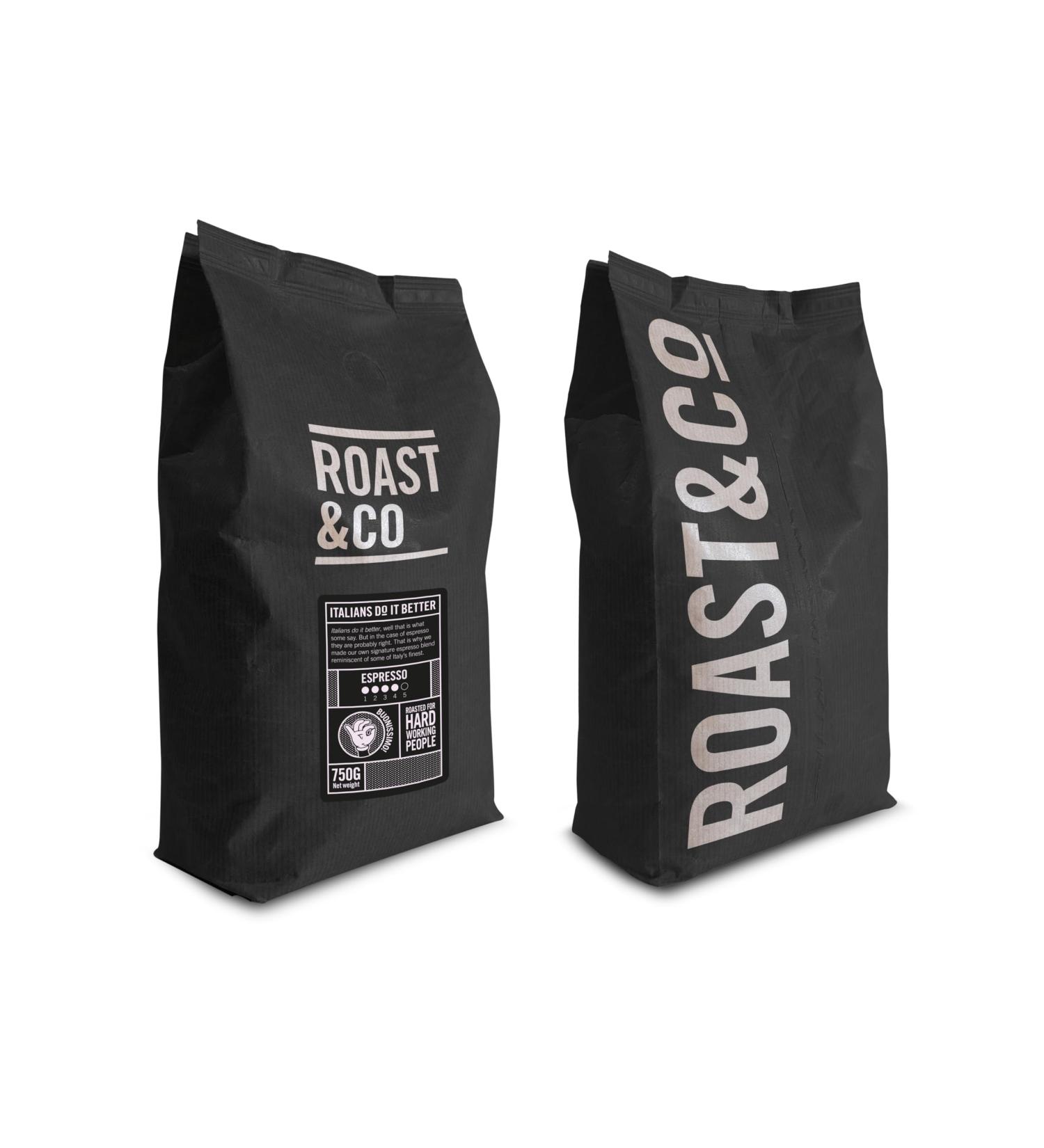 Verdi coffee group Roast & Co Coffee Beans 750g Authentic Italian Espresso Dark Branding Dark Chocolate & Caramel 100 Arabica Caramel Chocolate 750g - Buy Online on GoSupps.com