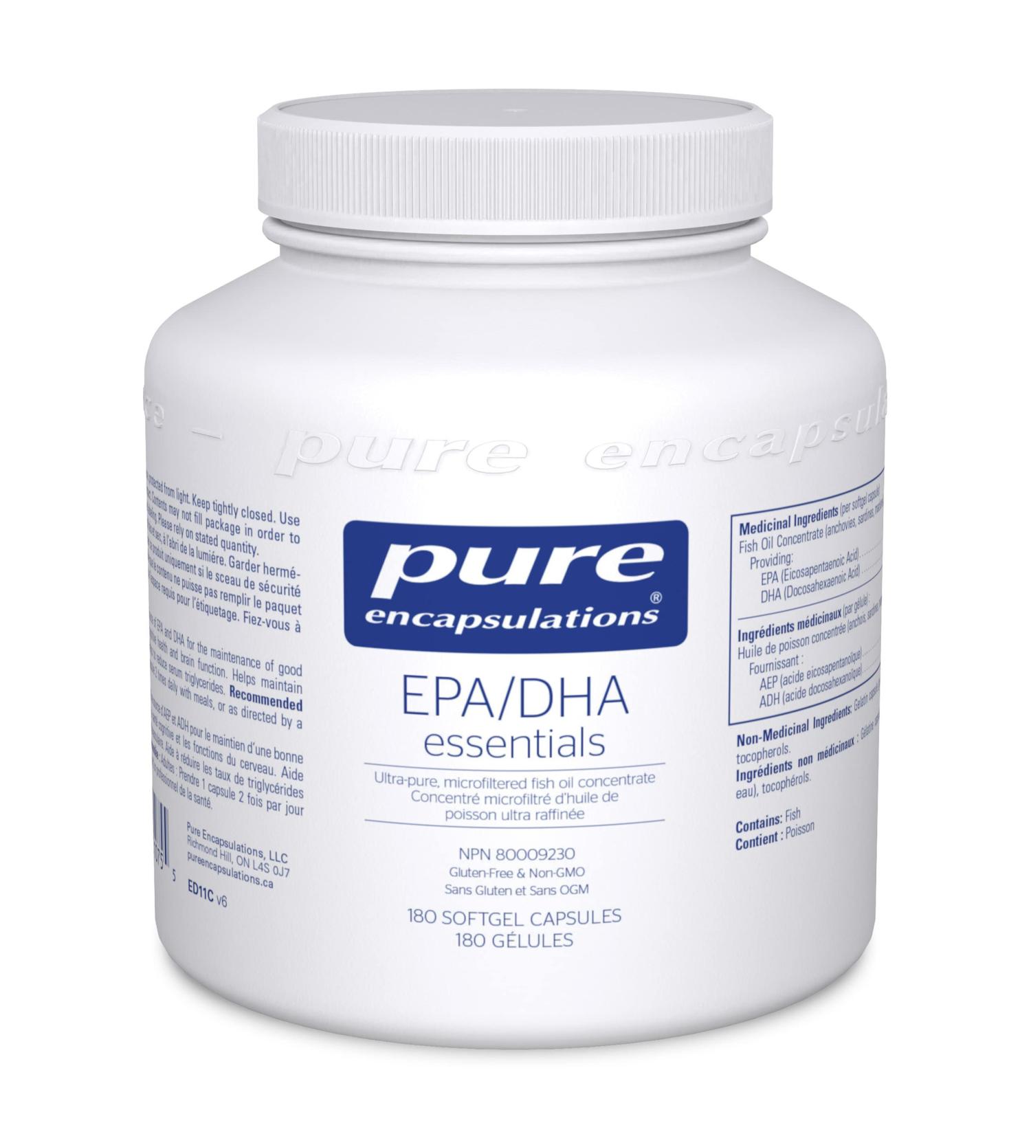 Pure Encapsulations EPA/DHA Essentials - Fish Oil Concentrate Supplement to Support Cardiovascular Health - Premium EPA & DHA Supplement with Omega 3 - 180 Softgel Capsules - Buy Online on GoSupps.com