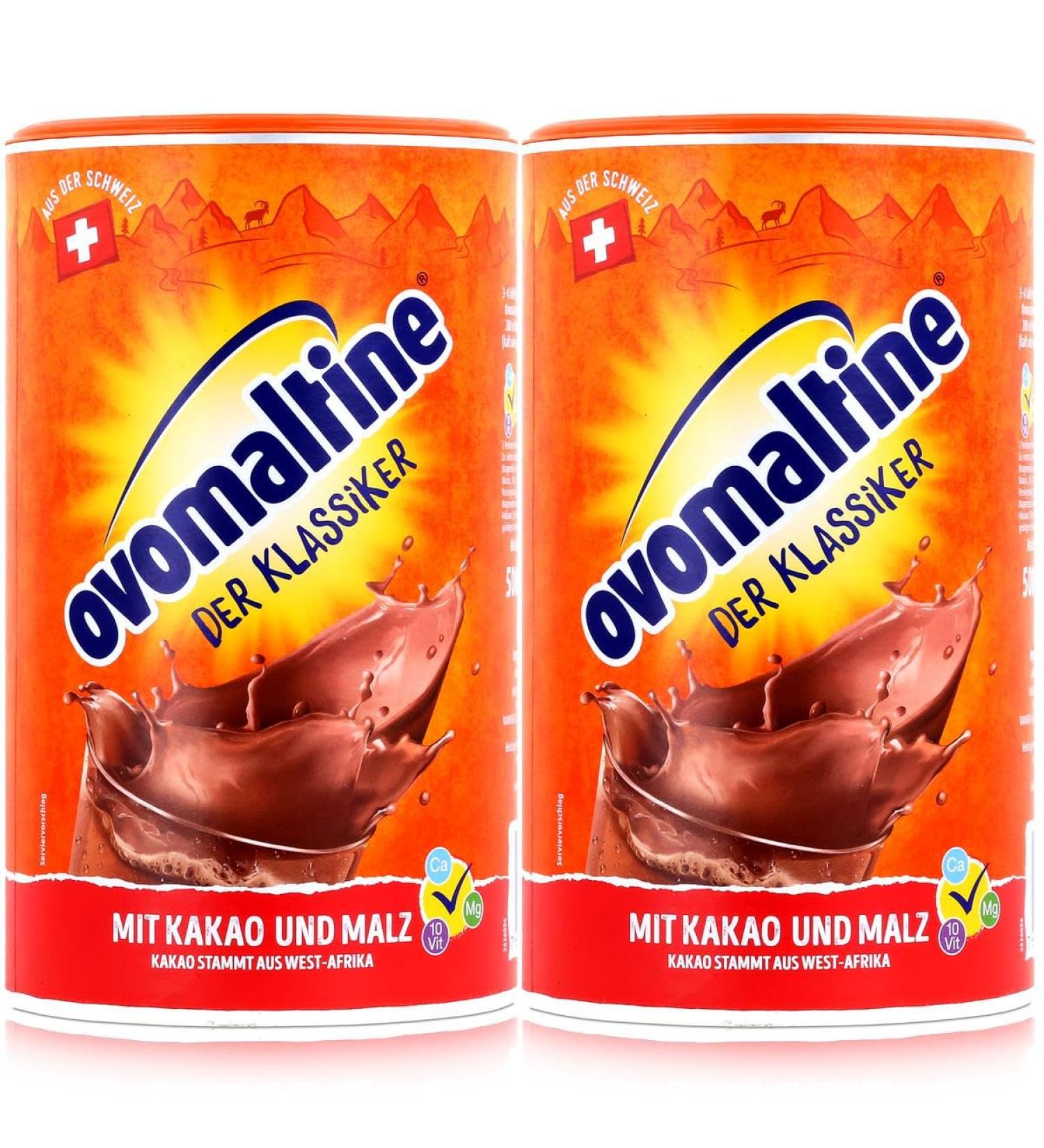 Ovomaltine powder drink can, pack of 2 (2 x 500 g) ...