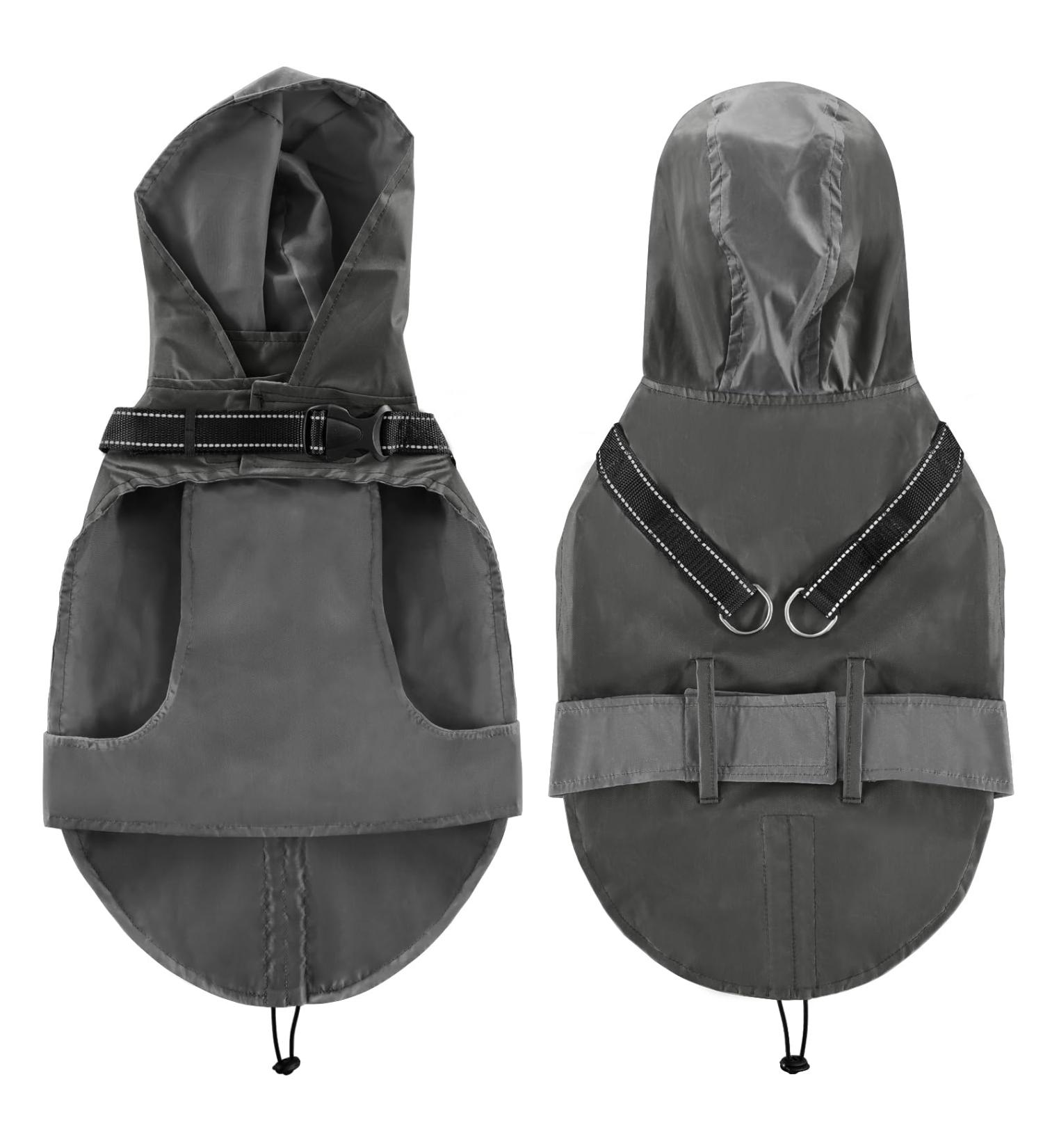 Mosucoirl Waterproof Dog Coat with Hood | Reflective Windproof Rain Jacket for Small & Medium Dogs | 2XL Navy Blue - Ideal for All Weather Conditions - Buy Online on GoSupps.com