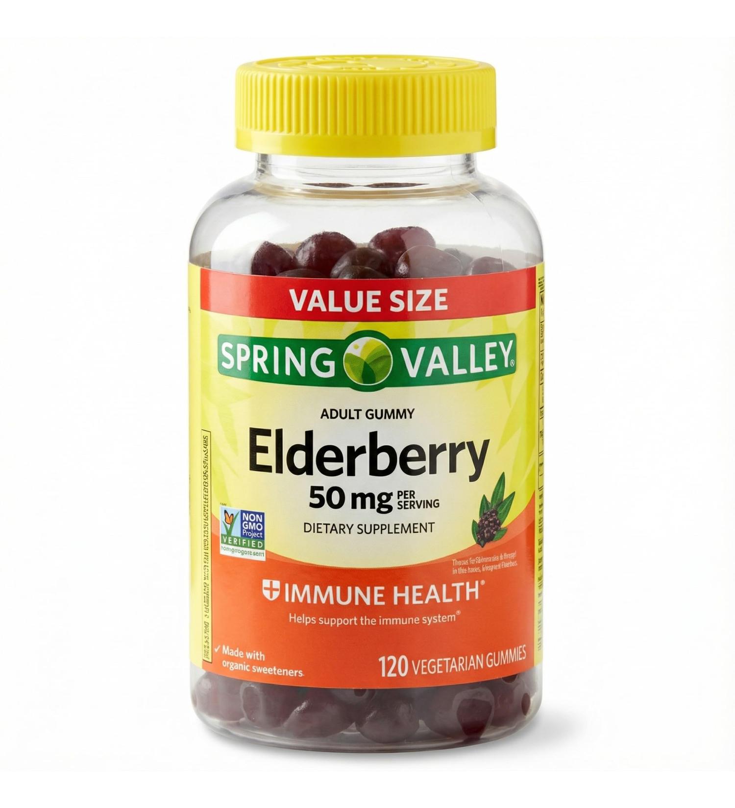 Elderberry 50 mg 120 Vegetarian Gummies Immune Support Supplement Adult Immunity Gummies for General Wellness. - Buy Online on GoSupps.com