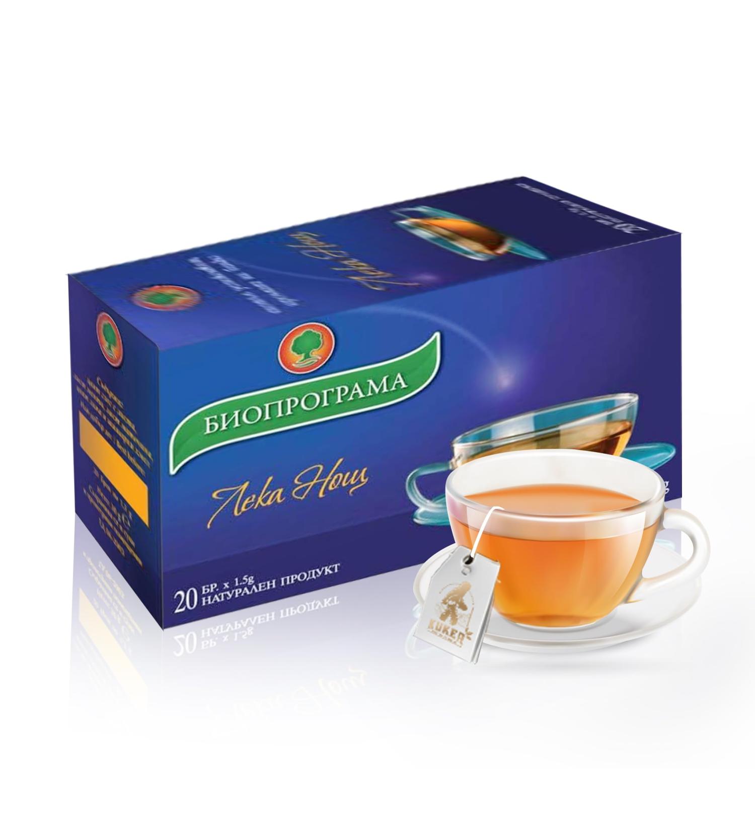 KUKER Good Night Tea Sleep Tea with Peppermint and Lemon Balm for Relaxing Evening Night Time Tea - Calm & Sleep Tea Bags Herbal Tea To Help You Sleep - 20 Tea Bags - 30g - Buy Online on GoSupps.com