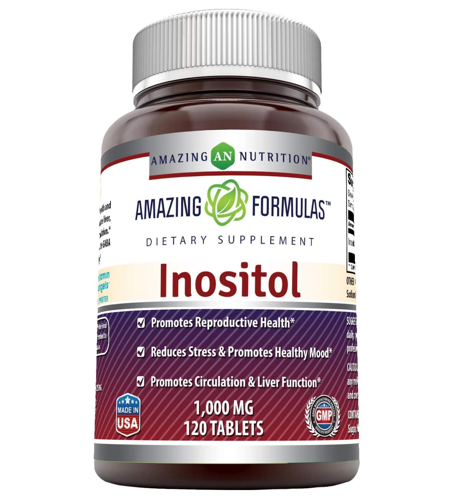 Amazing Nutrition Inositol 1000 mg - 120 Tablets | Support Healthy Mood & Wellness - Buy Online on GoSupps.com