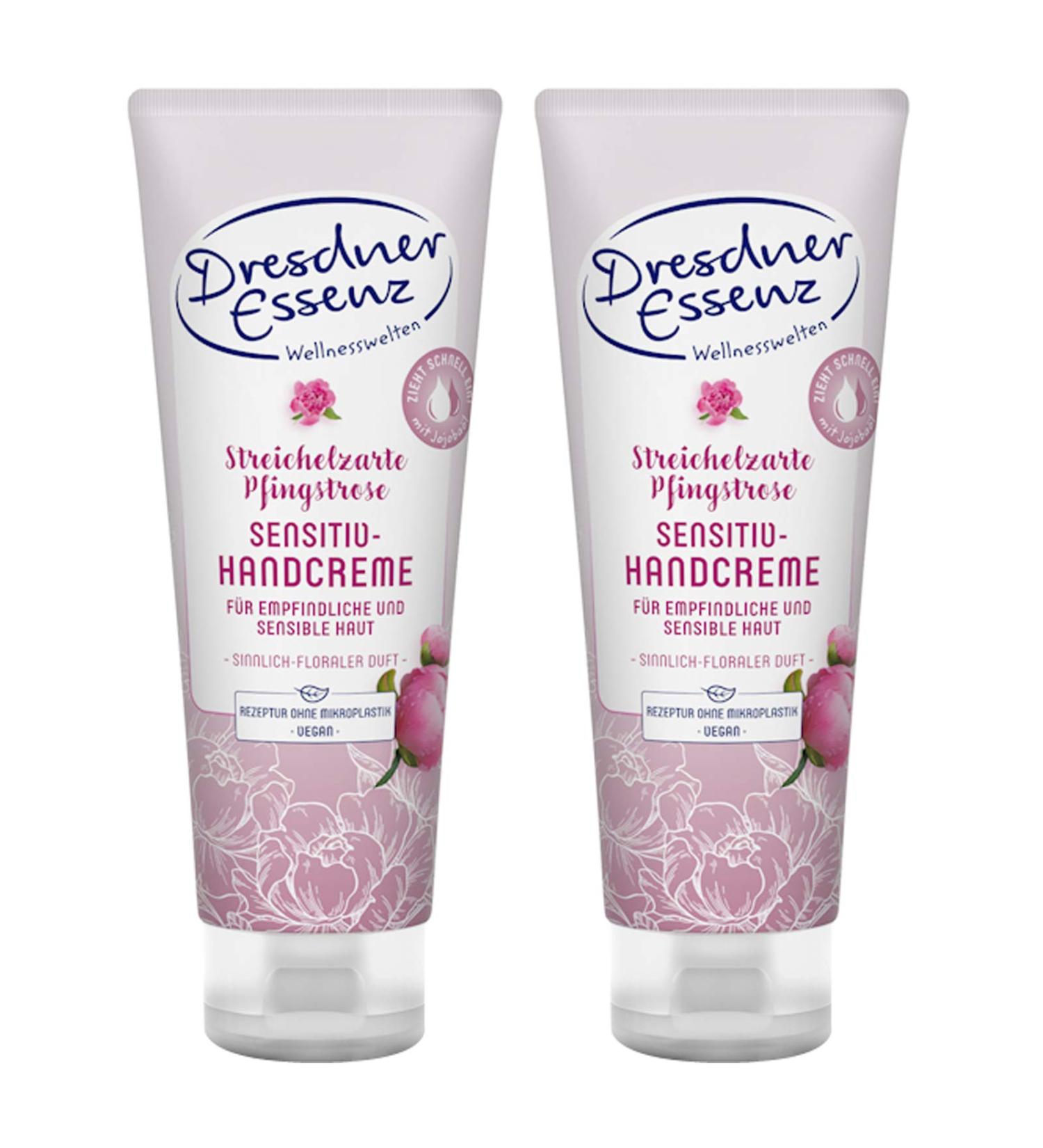 Pack of 2 Dresdner Essence Hand Cream Soft Peony 2 x 75 ml Skin Cream Hand Care