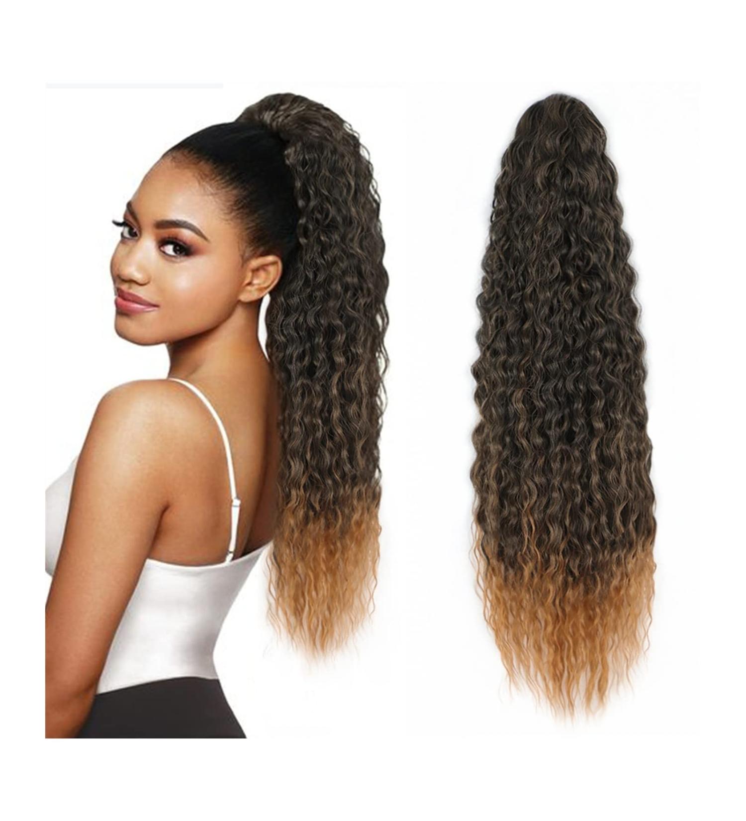 Hair Chignon 24/30 Inch Long Curly Ponytail Extension Synthetic Drawstring Hair Clip Ponytail Wig Hair Bun for Women's Daily Use Messy Bun Hair Piece (Color : 05 Size : 30inches) - Buy Online on GoSupps.com