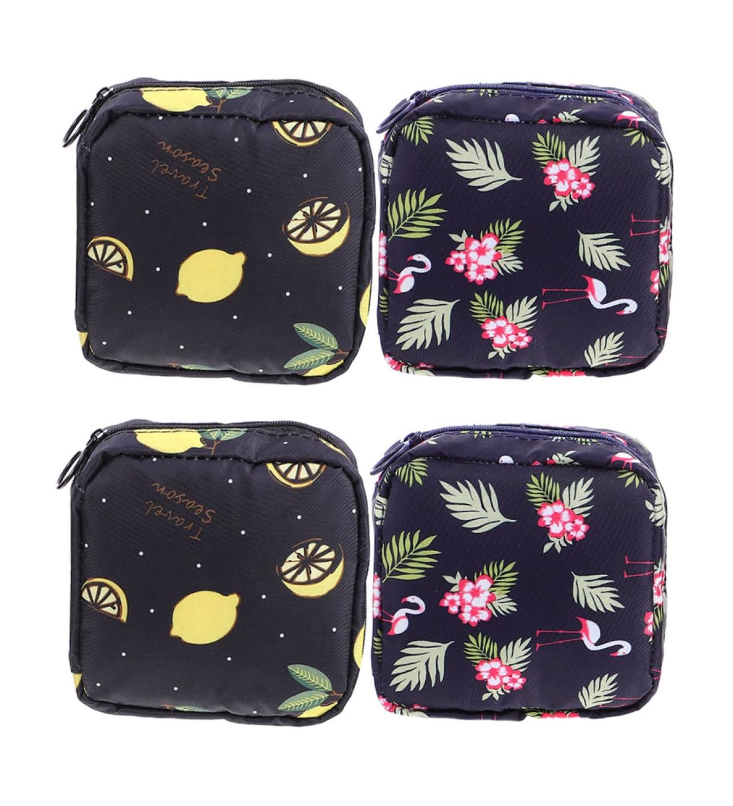 SECFOU 4pcs Sanitary Napkin Storage Bag Set - Mini Wallet for Women, Coin Purse, Cosmetic Bag - First Period Girls Sanitary Pad Holder - Navy - Buy Online on GoSupps.com