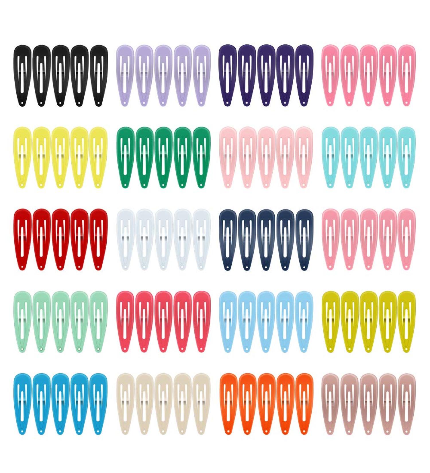 ECADY Hair Clips (100-Pack) Non-Slip Snap Barrettes for Girls Women Kids - 20 Colors, 2 Inch Standard - Buy Online on GoSupps.com