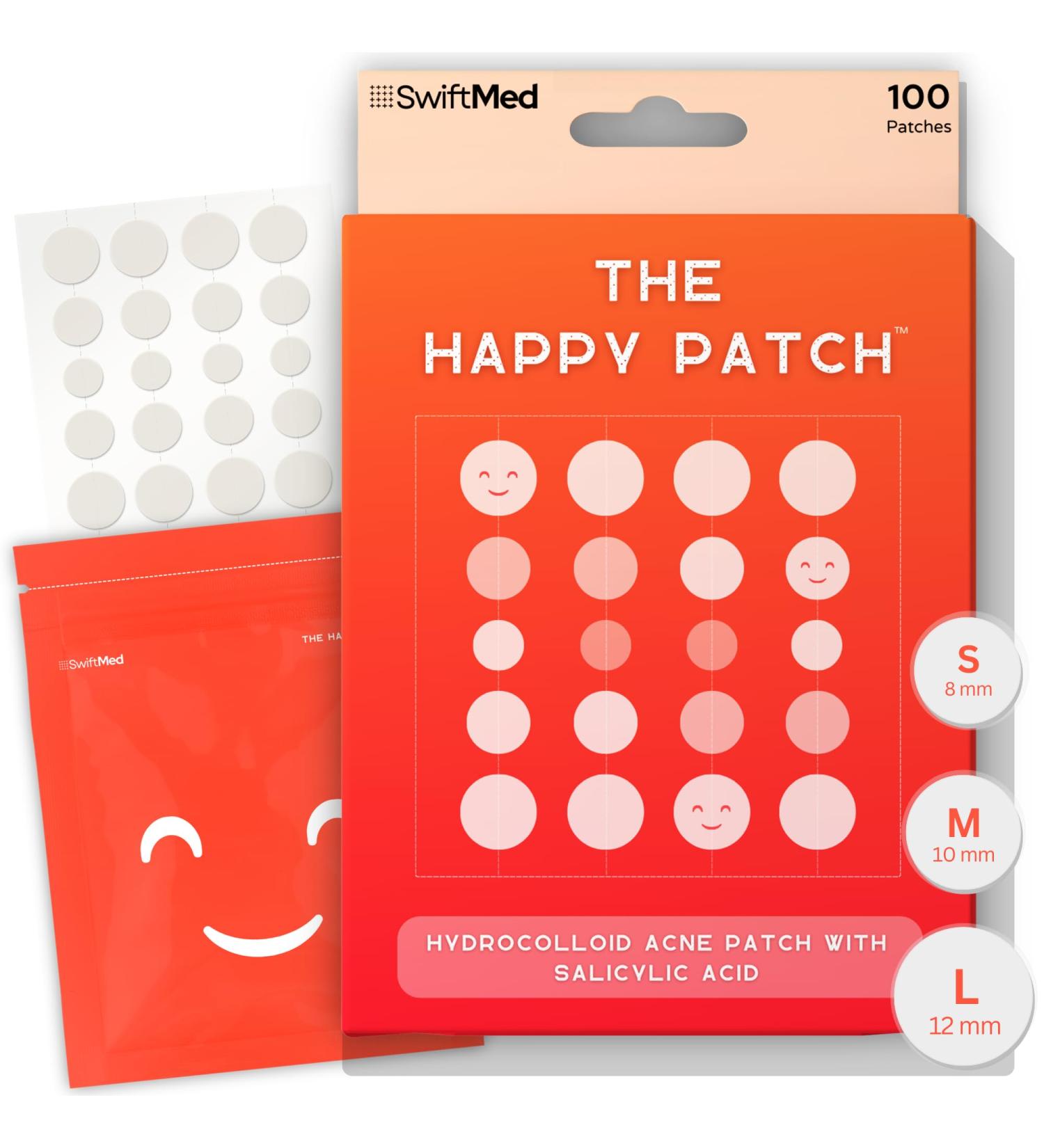 Happy Patch - Invisible Hydrocolloid Pimple Patches with Salicylic Acid | 100-Dots Acne Treatment for Cystic Acne & Clear Skin Care - Buy Online on GoSupps.com