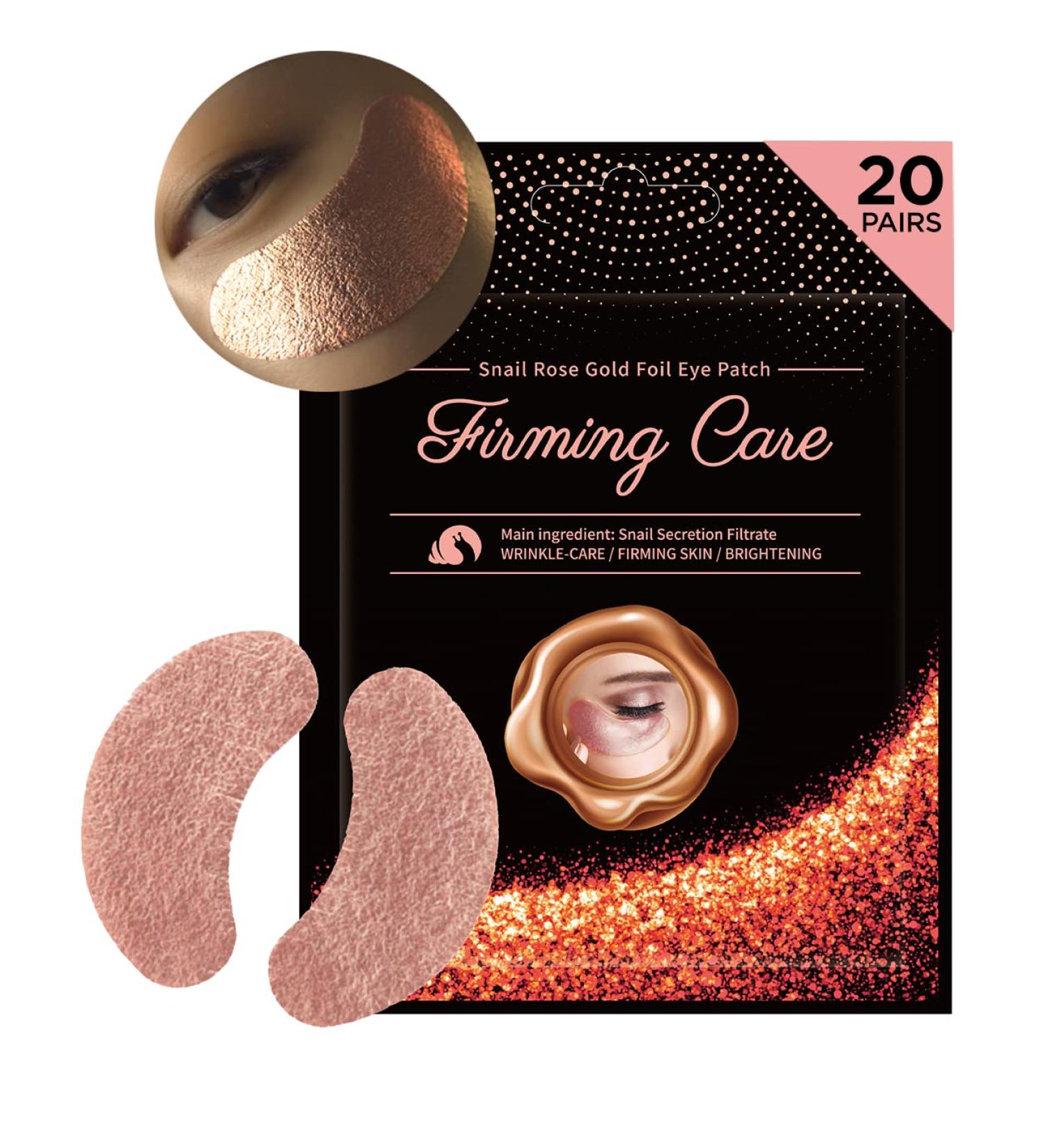 YURICOS Snail Rose Gold Under Eye Mask - 20 Pairs for Dark Circles, Puffiness, Wrinkles & Lines - Buy Online on GoSupps.com