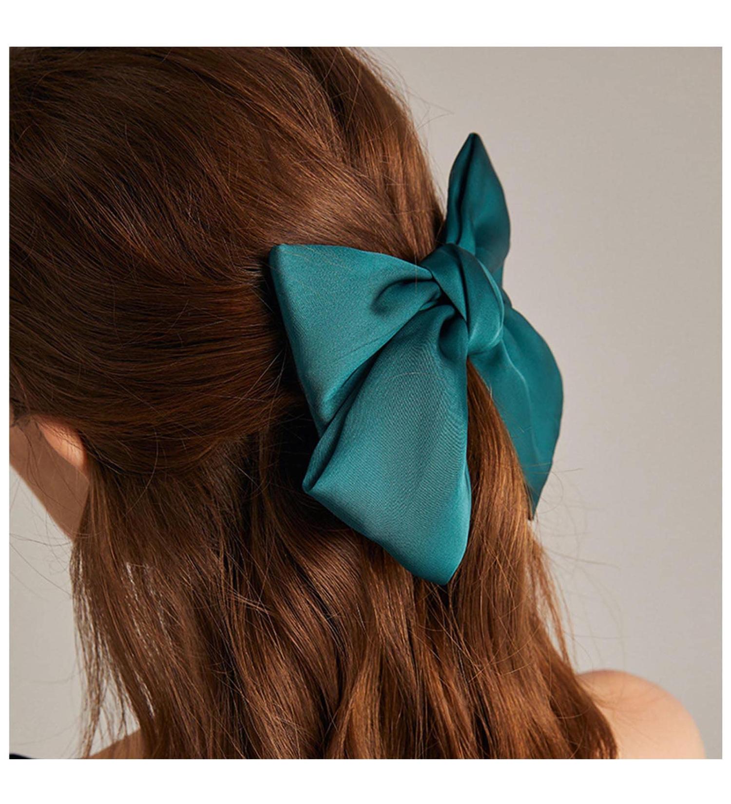 Andelaisi Vintage Bow Hair Clips Satin Bow Hair Barrettes Silk Hair Clip Barrette Retro Bowknot Hair Accessory Satin Ribbion Bowknot Clip Headpiece for Women and Girls Headdress (Green) - Buy Online on GoSupps.com