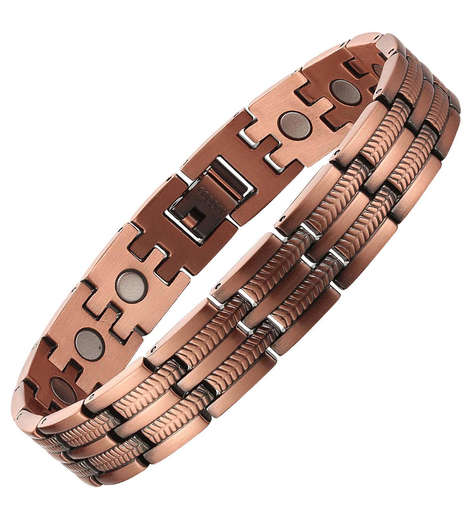 BioMag Copper Magnetic Bracelet for Men - Ultra Strength Magnets - 8.5 Adjustable Wristband with Tools - Copper Color - Buy Online on GoSupps.com