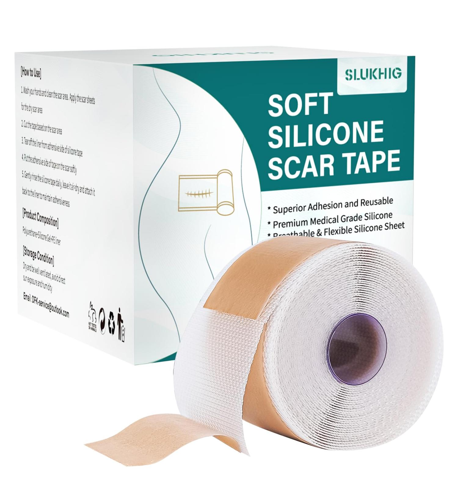 Silicone Scar Sheets Roll (1.6 x 158) - Effective Scar Removal Tape for C-Section Keloid Burn & Acne Scars | Reusable Silicone Scar Strips - Buy Online on GoSupps.com