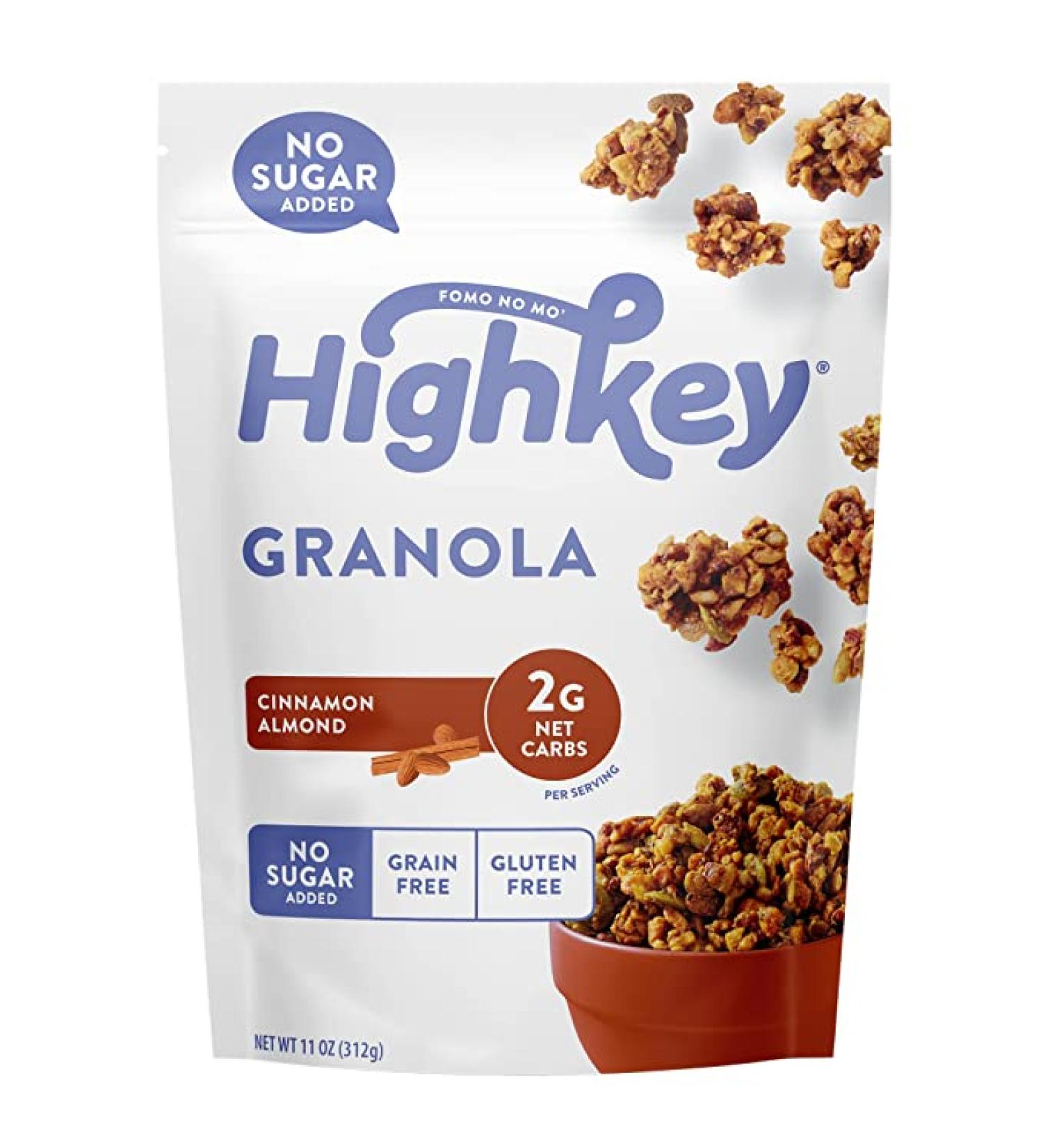 HighKey Sugar Free Granola - Keto Muesli, Low Carb, Gluten & Grain Free - Cinnamon Almond, 11oz - Buy Online on GoSupps.com