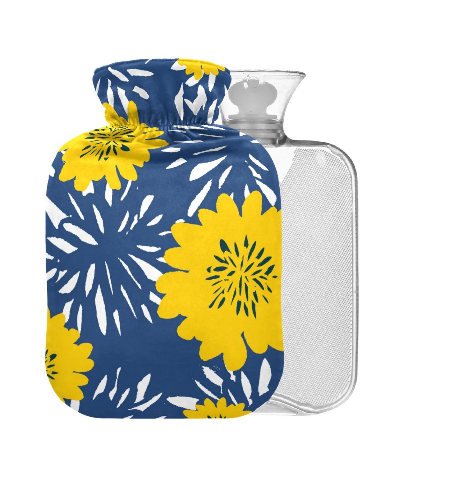 Floral Hot Water Bottle 1L - BPA Free Small Hot Water Bag for Pain Relief & Hot/Cold Compress - Buy Online on GoSupps.com
