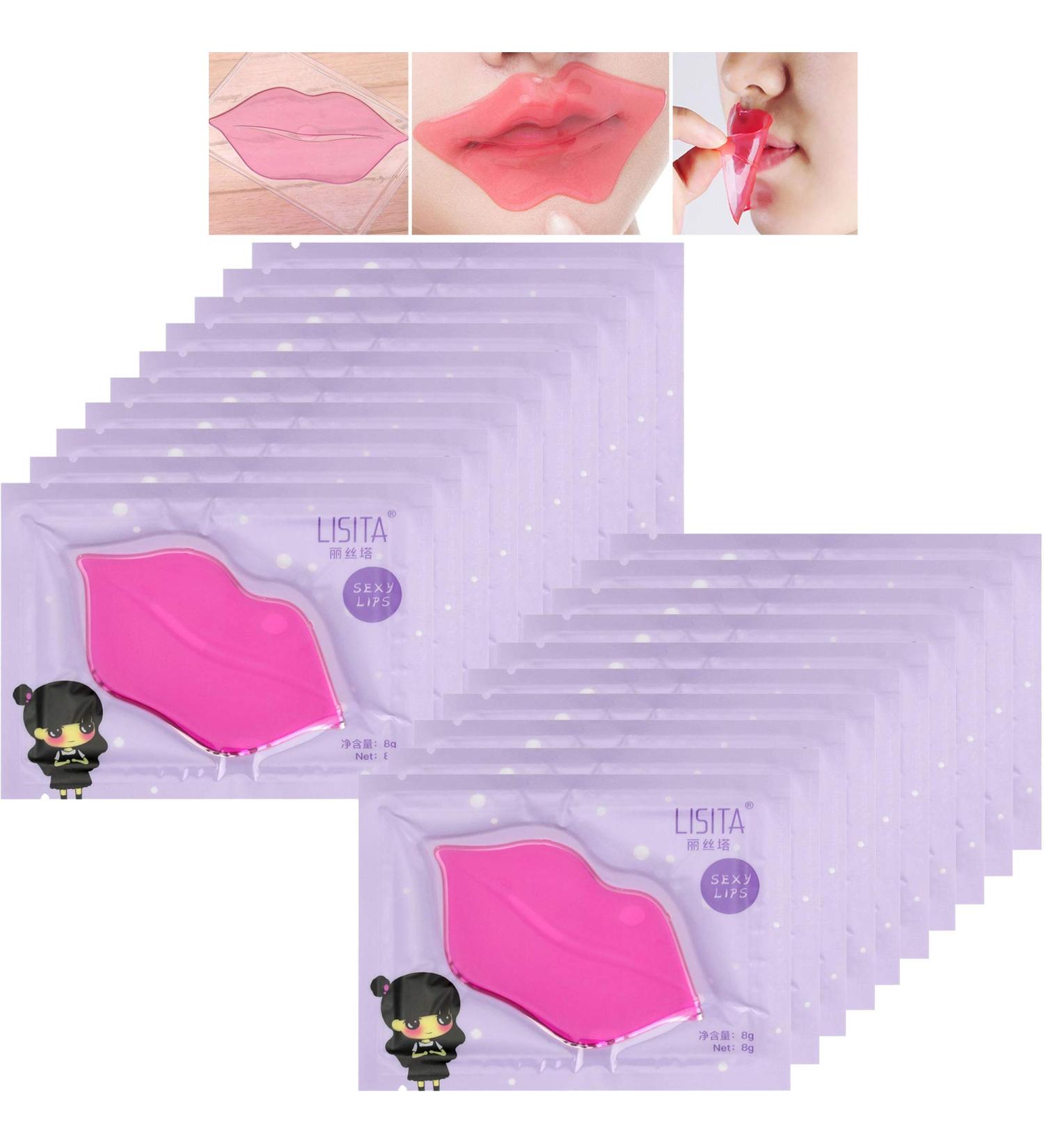 DeliSoul Pink Crystal Lip Masks - 20 Piece Collagen Lip Pads for Hydrating, Plumping, and Anti-Aging - Buy Online on GoSupps.com