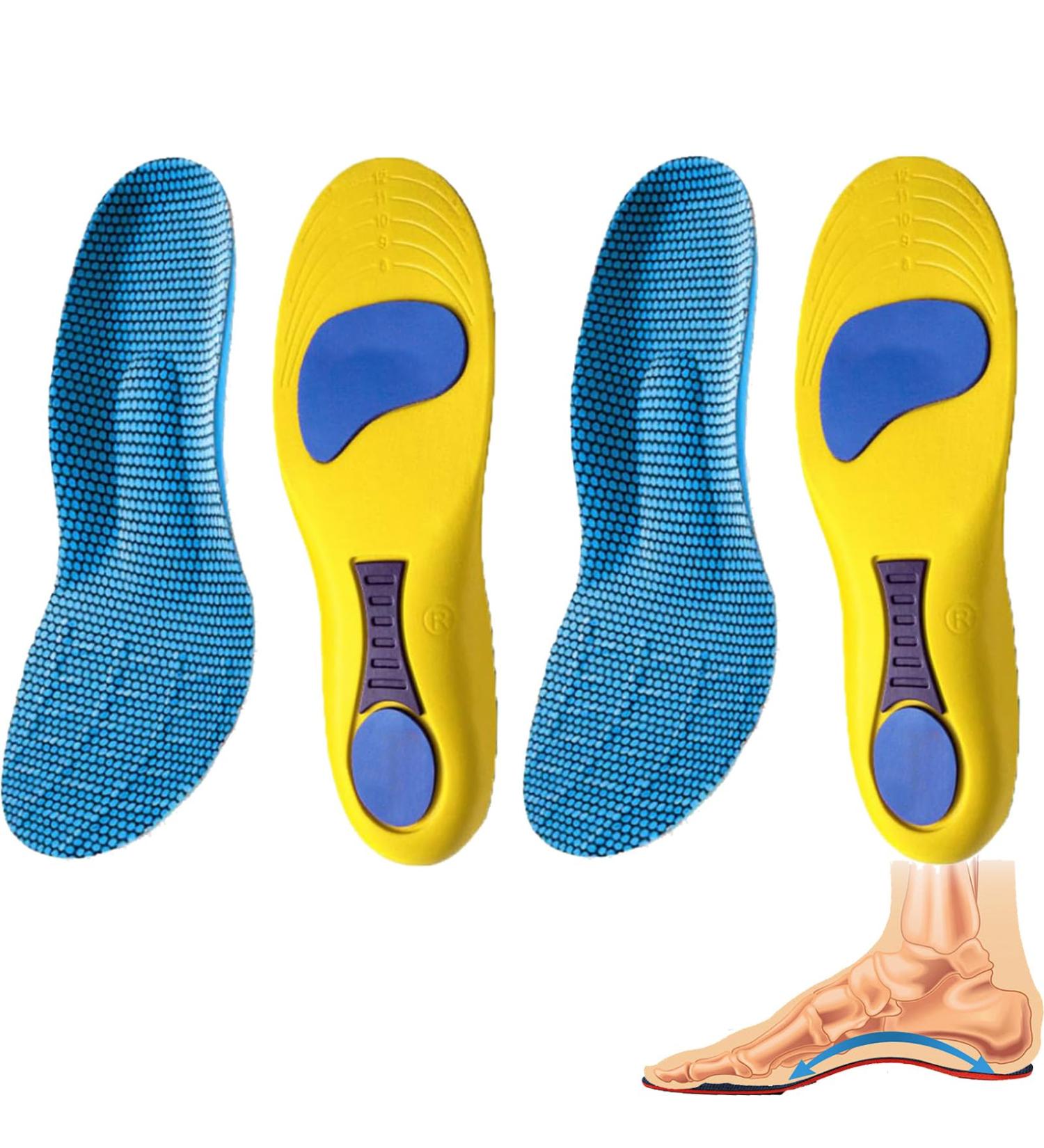 Norelie Comfysole Insoles for Plantar Fasciitis - Comfort Orthopedic Inserts - Pressure Relieving Arch Support - 2 Pairs Yellow (Size 45-46) - Buy Online on GoSupps.com