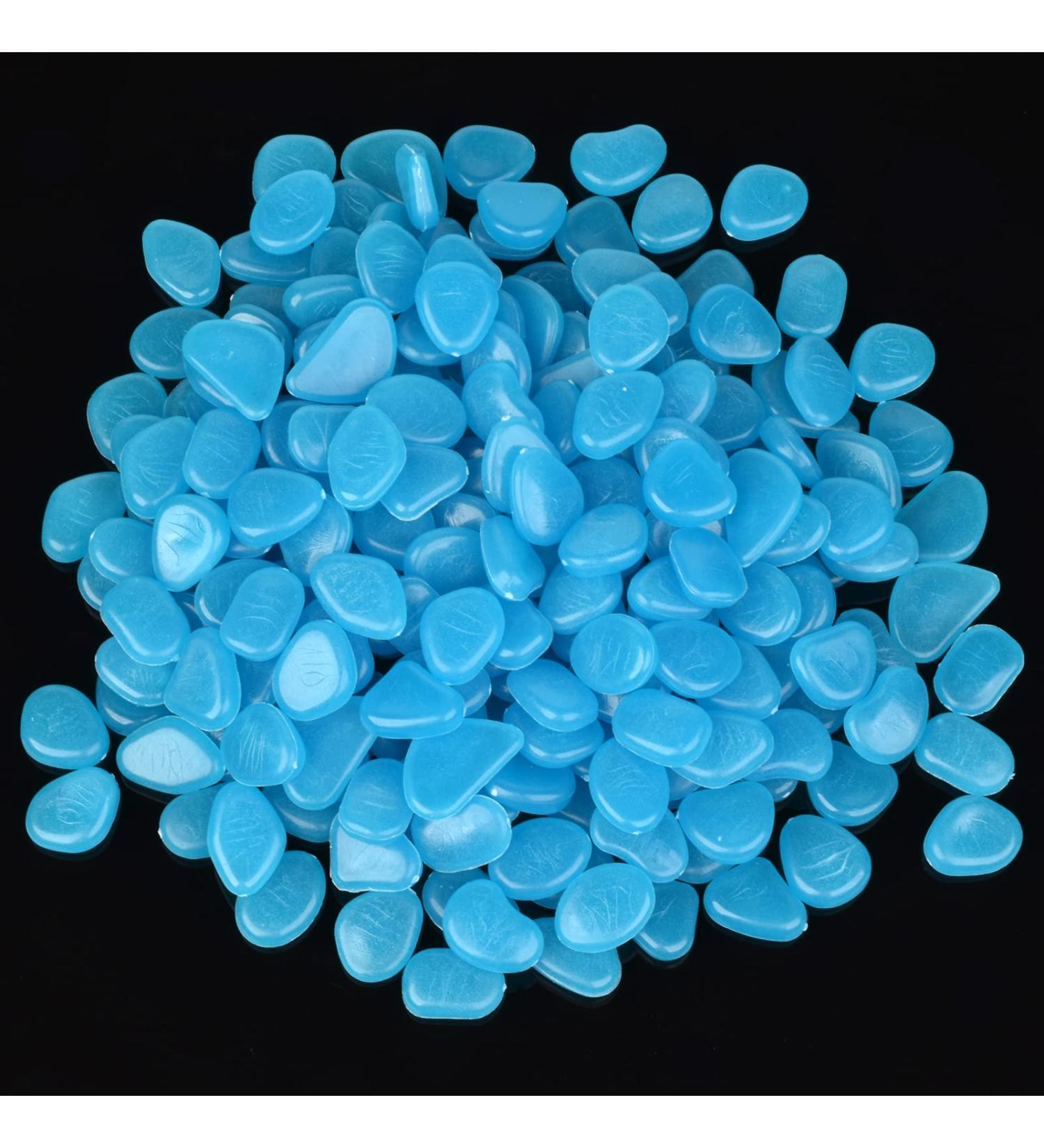 220 Pieces of Blue Fluorescent Decorative Stones for Garden Aquarium & Lawn Glow in the Dark Stones for Sidewalks Flower Beds Vases & More - Buy Online on GoSupps.com