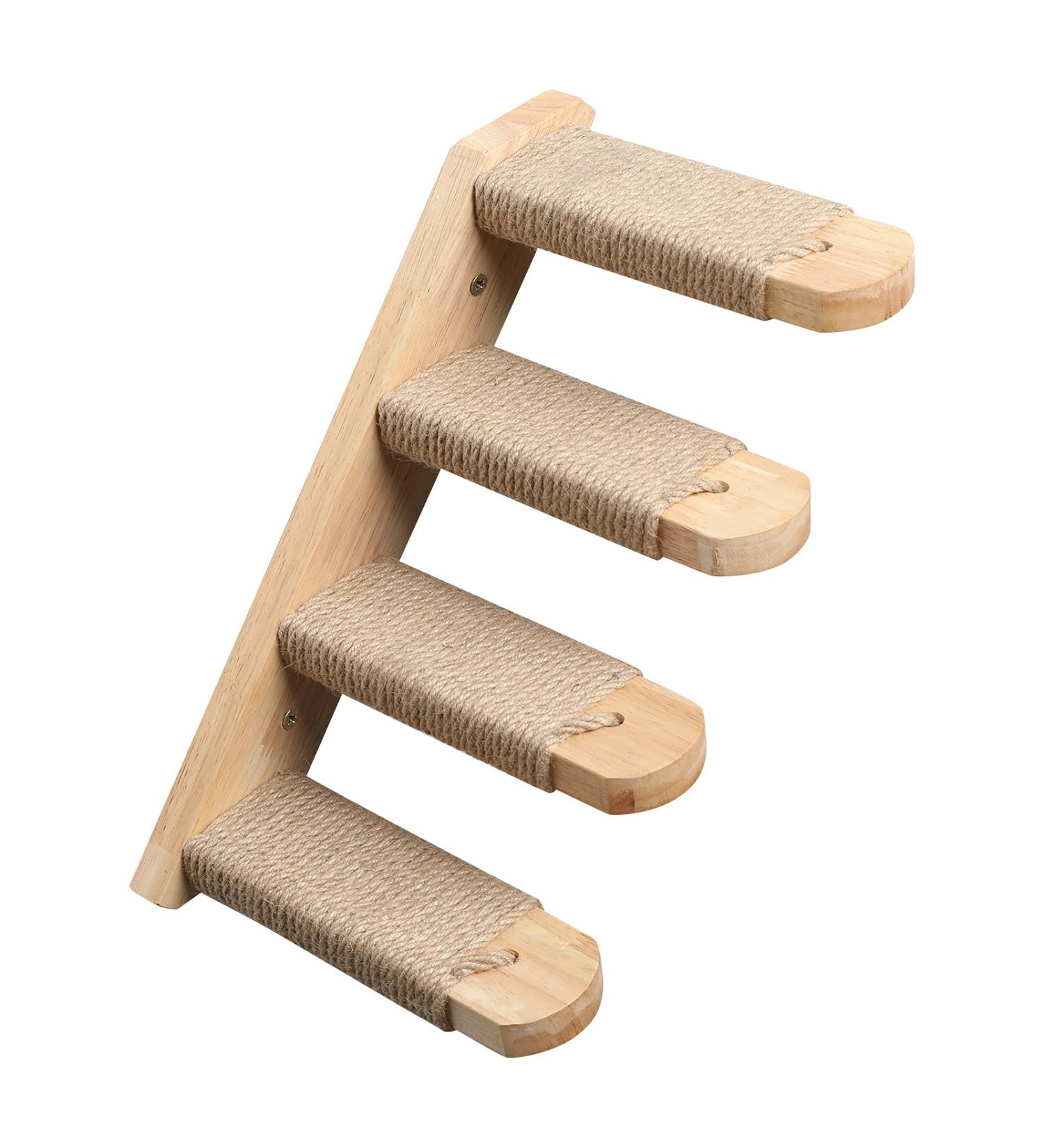 FUKUMARU Wall Mounted Cat Climbing Shelf - 4 Step Stairway with Jute Scratching Perch Platform - Buy Online on GoSupps.com