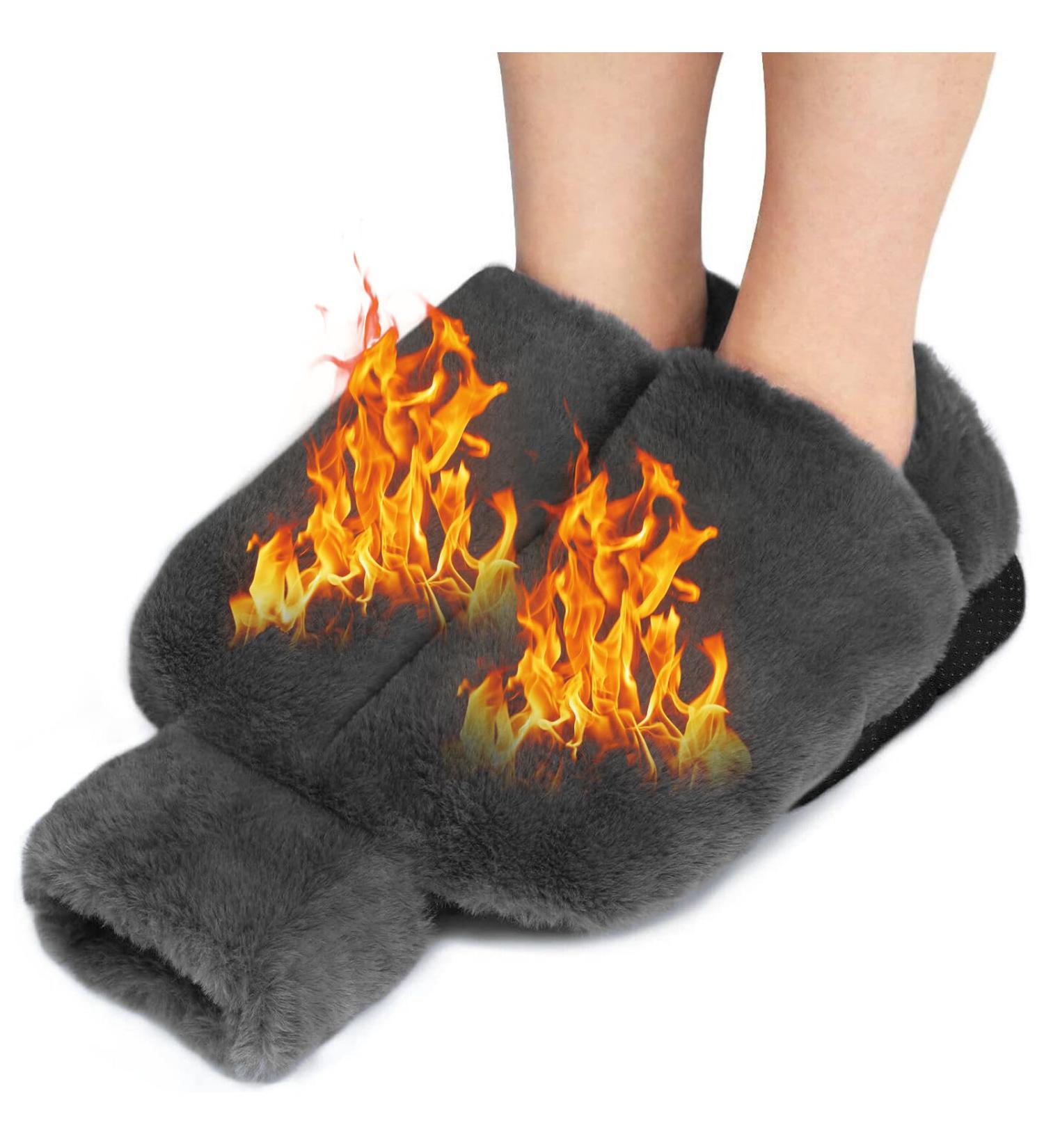 Flintronic Electric-Free Foot Heaters | 2L Hot Water Bottle for Feet | Super Soft Flannel Cover | Warm Heating Pads for Men & Women (Gray 38x30cm) - Buy Online on GoSupps.com