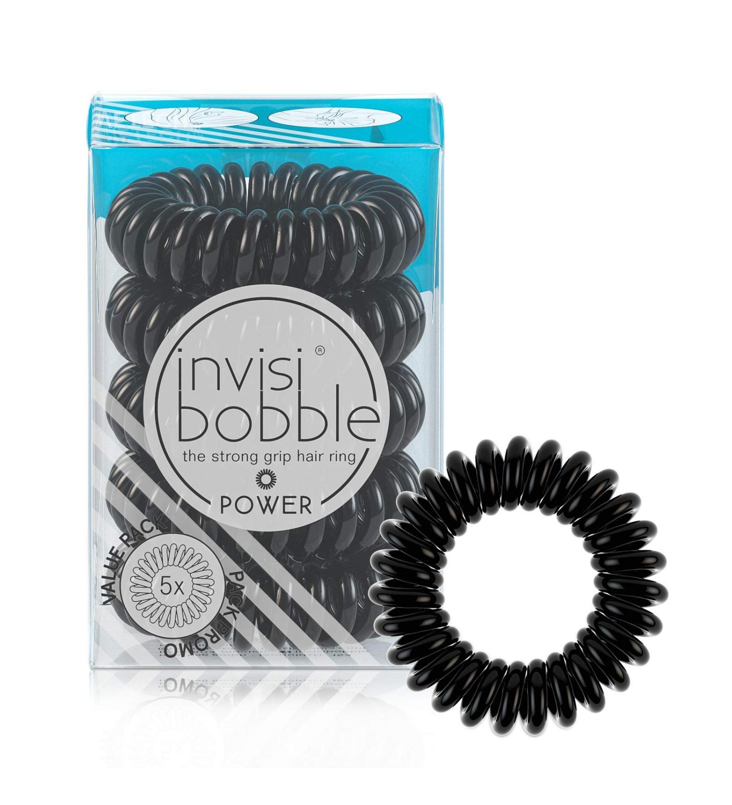 Invisibobble Power Strong Grip Hair Ring - True Black 5 Pack | Durable & Stylish Hair Accessories - Buy Online on GoSupps.com